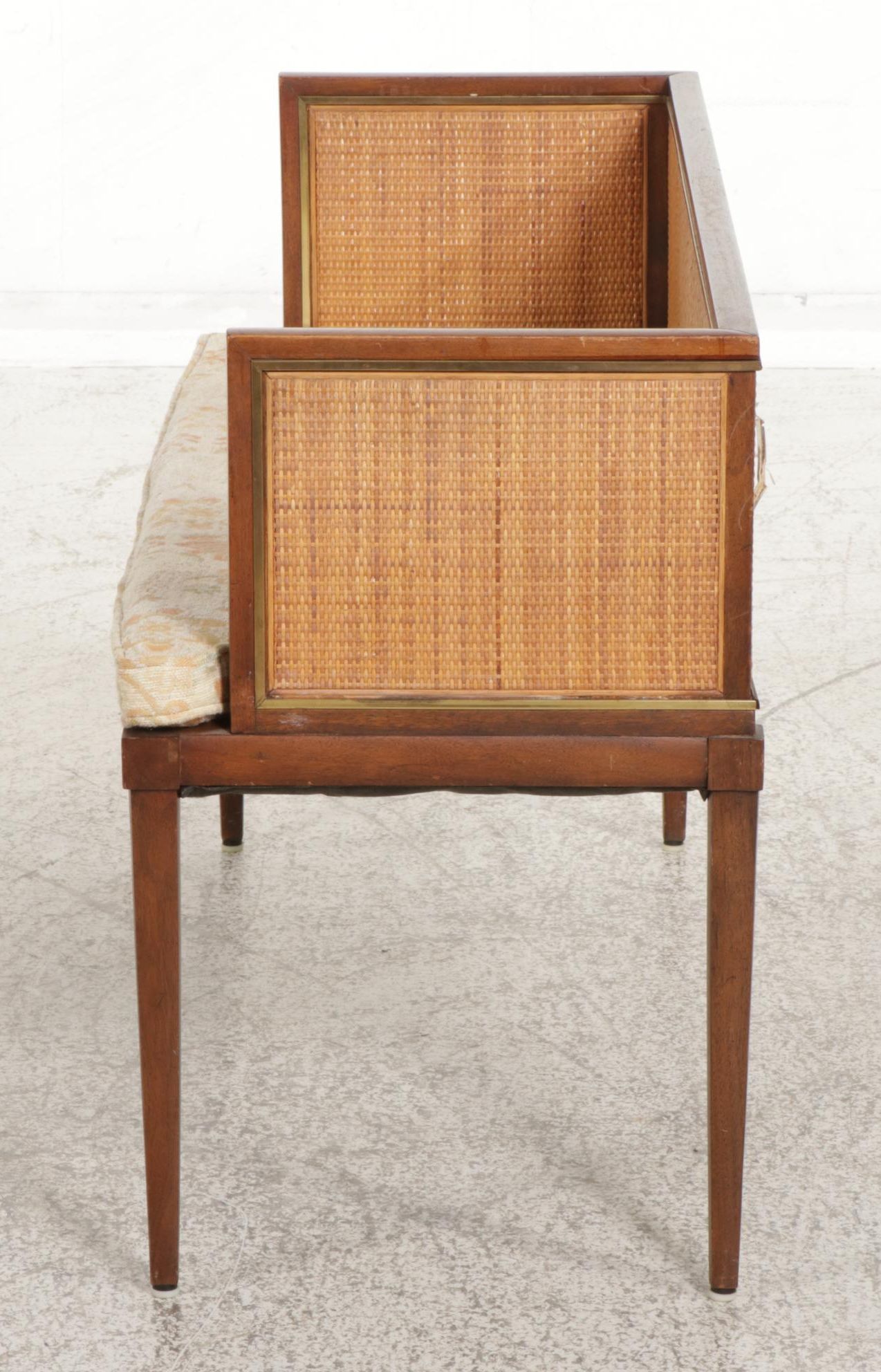 Oxford Ltd. of Chicago Mid Century Modern Walnut and Cane Hall Bench