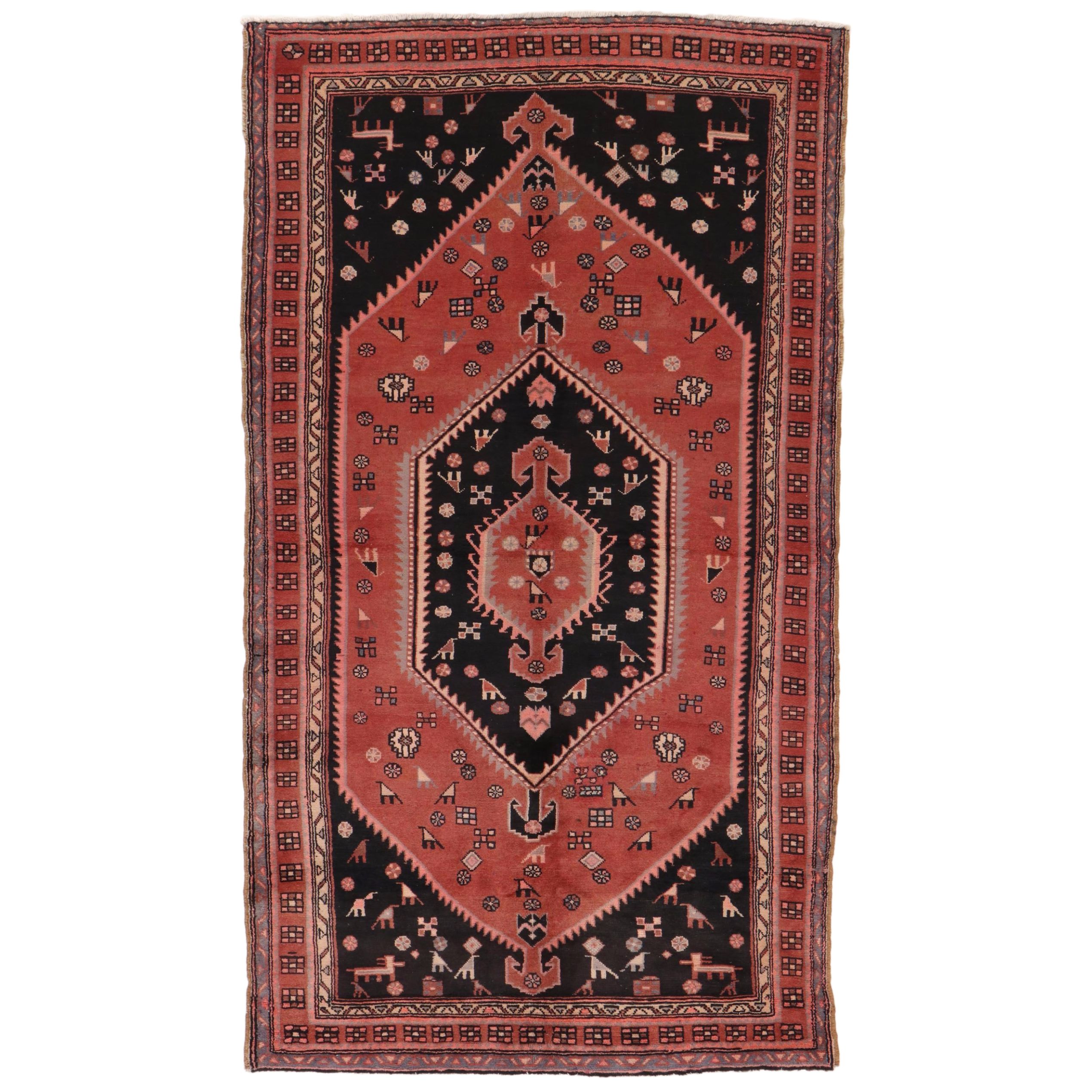 4'11 x 8'8 Hand-Knotted Persian Northwest Pictorial Area Rug, 1960s