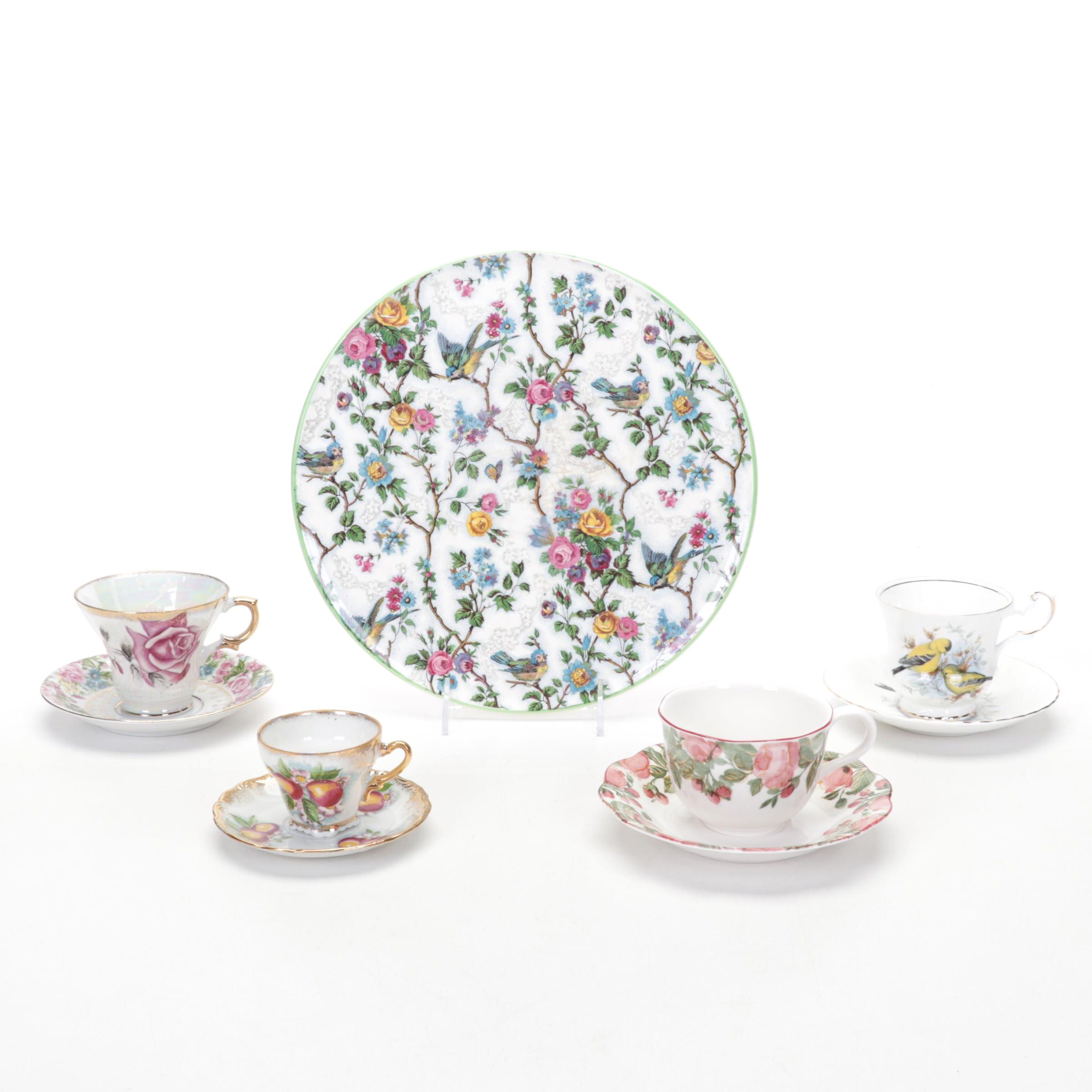Barker Bros. "Lorna Doone" Cake Plate With Bone China Teacups and Saucers
