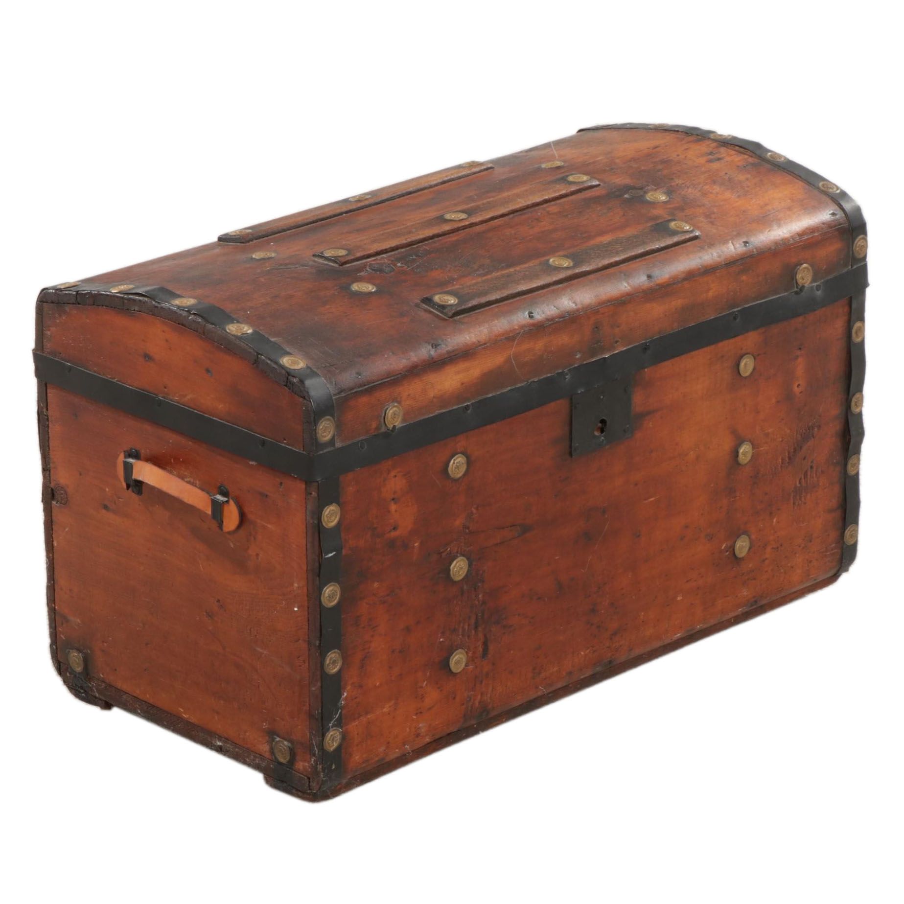 Small Wood Steamer Trunk, Early 20th Century