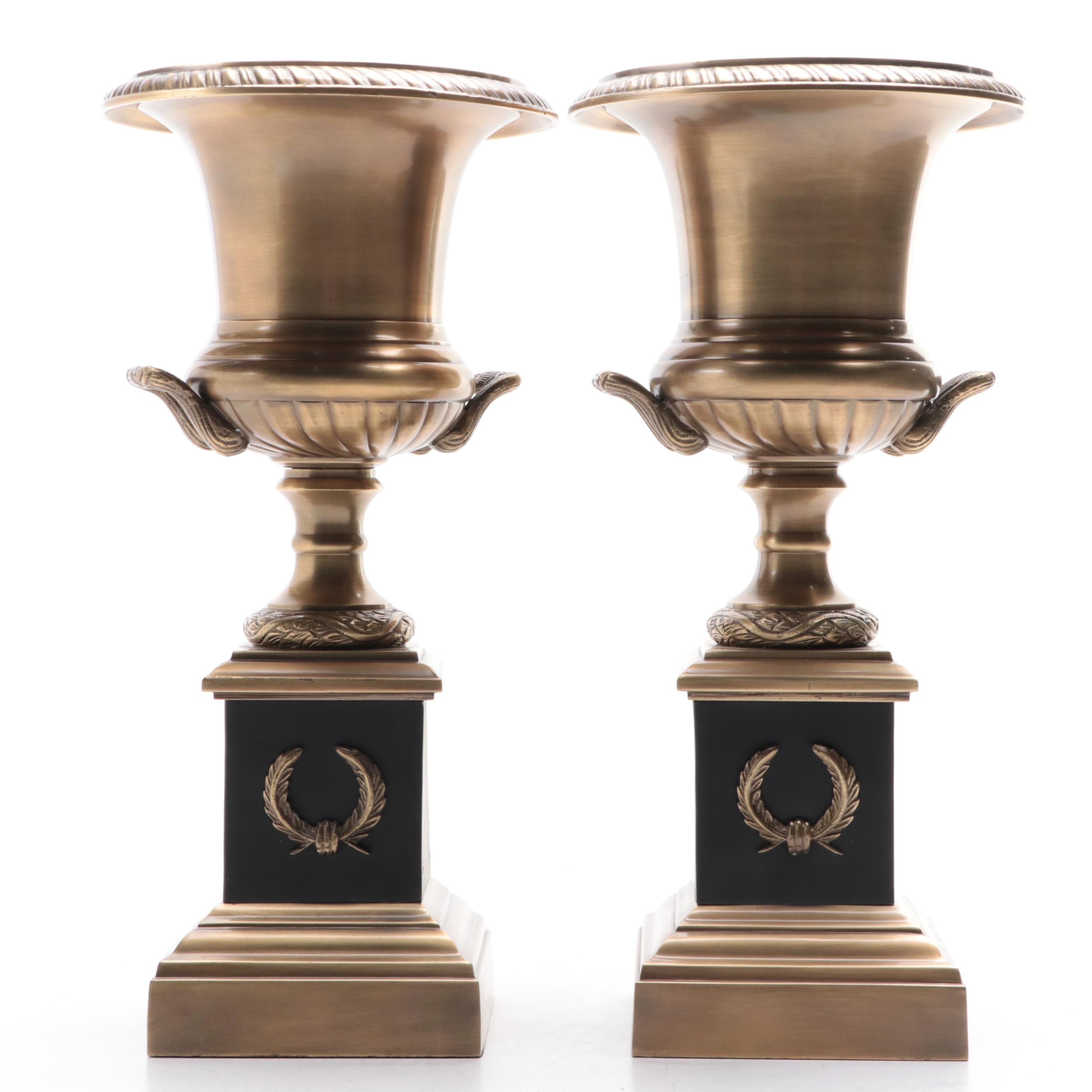 Neoclassical Style Brass Urn Shaped Wine Coolers