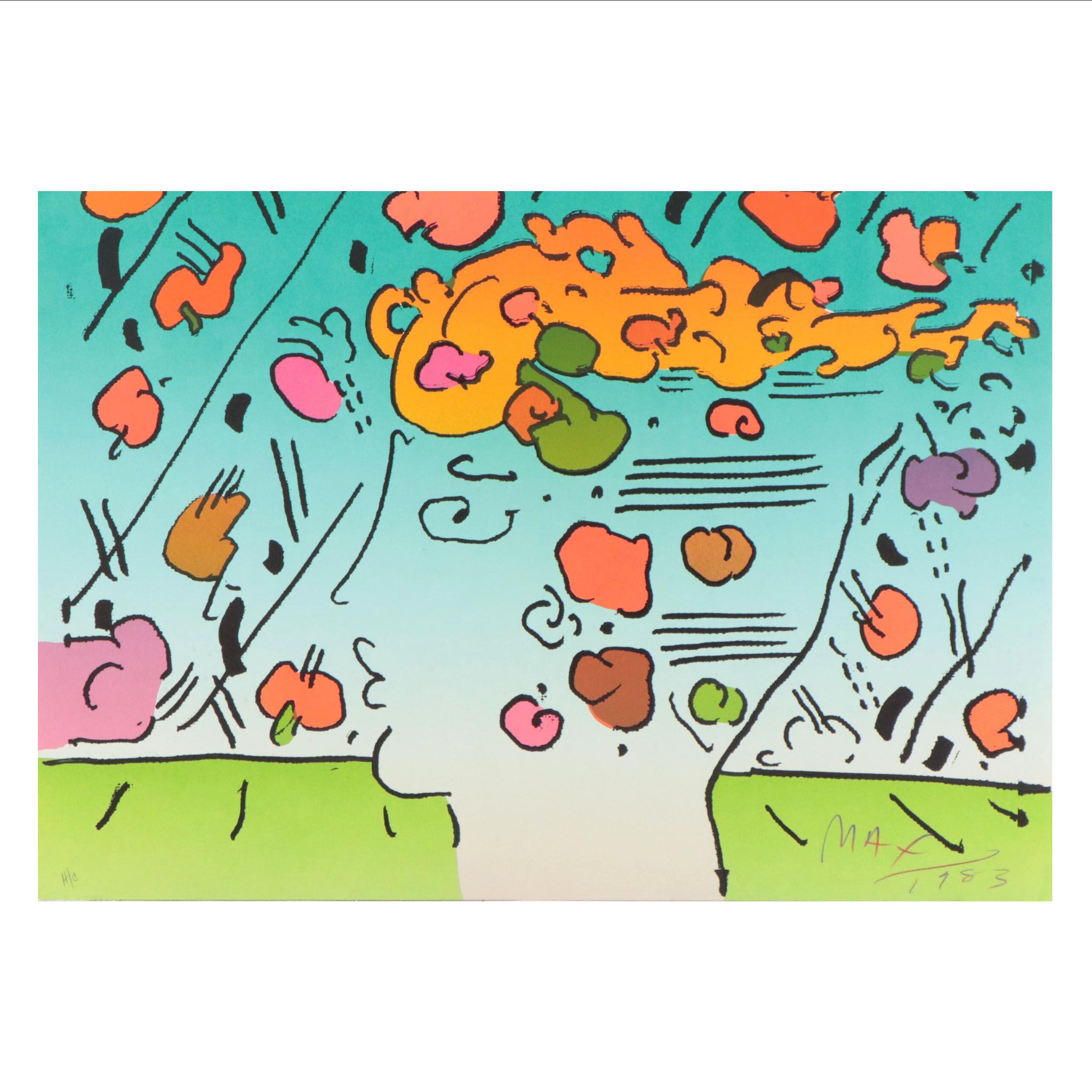 Peter Max Psychedelic Figurative Lithograph "Dreamer," 1983