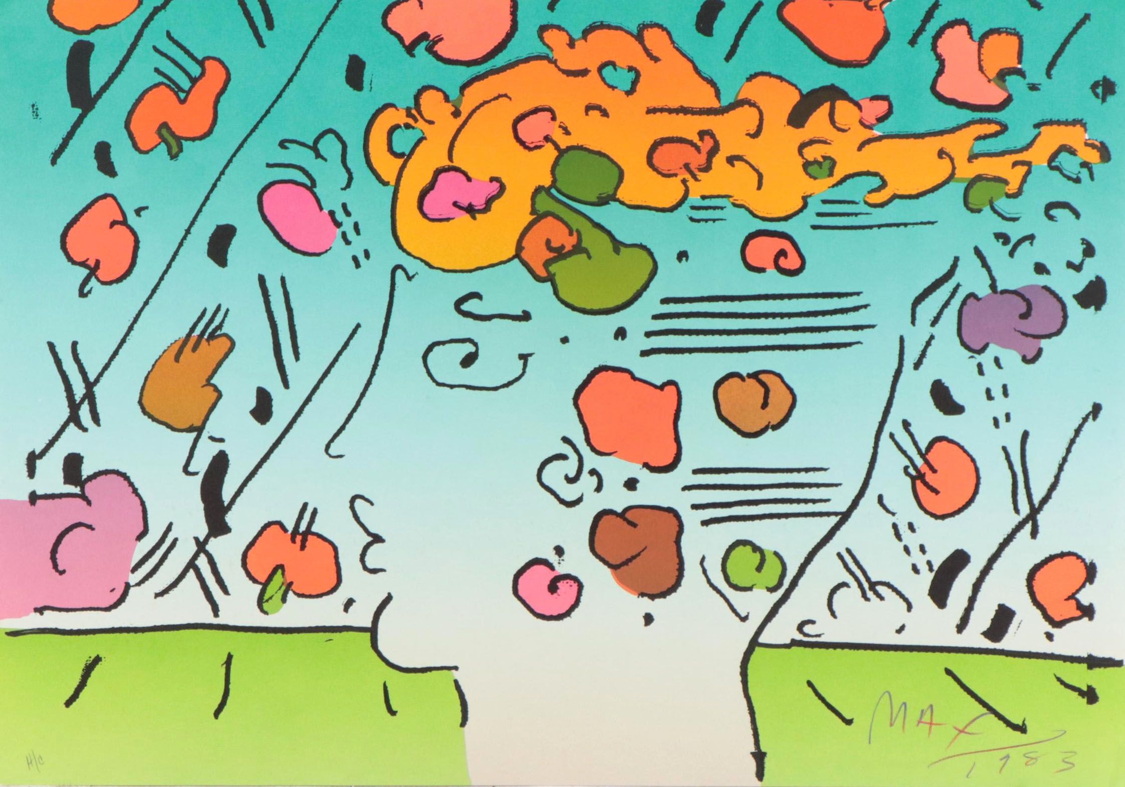 Peter Max Psychedelic Figurative Lithograph "Dreamer," 1983