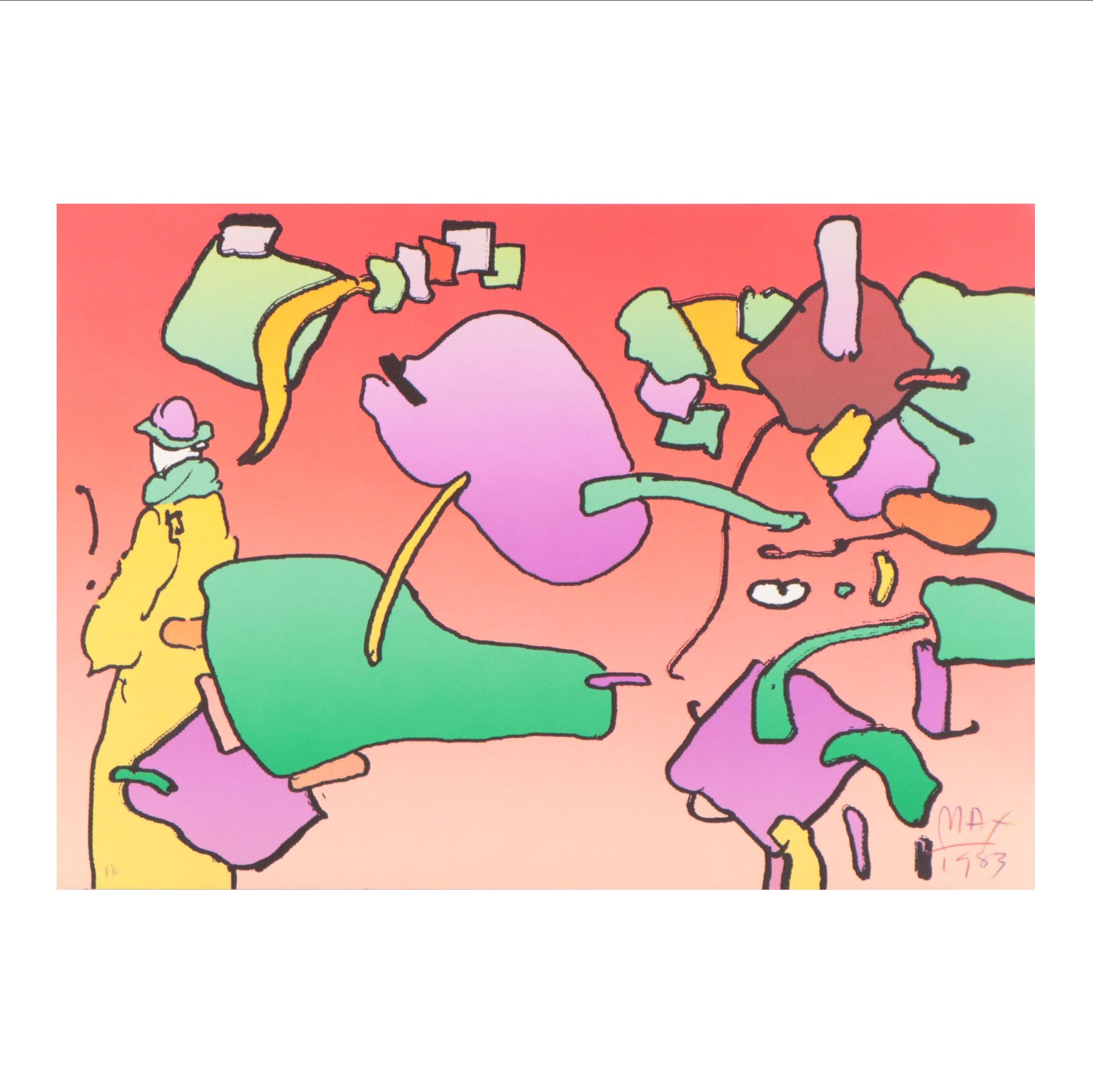 Peter Max Psychedelic Figurative Lithograph "From the Beginning," 1983