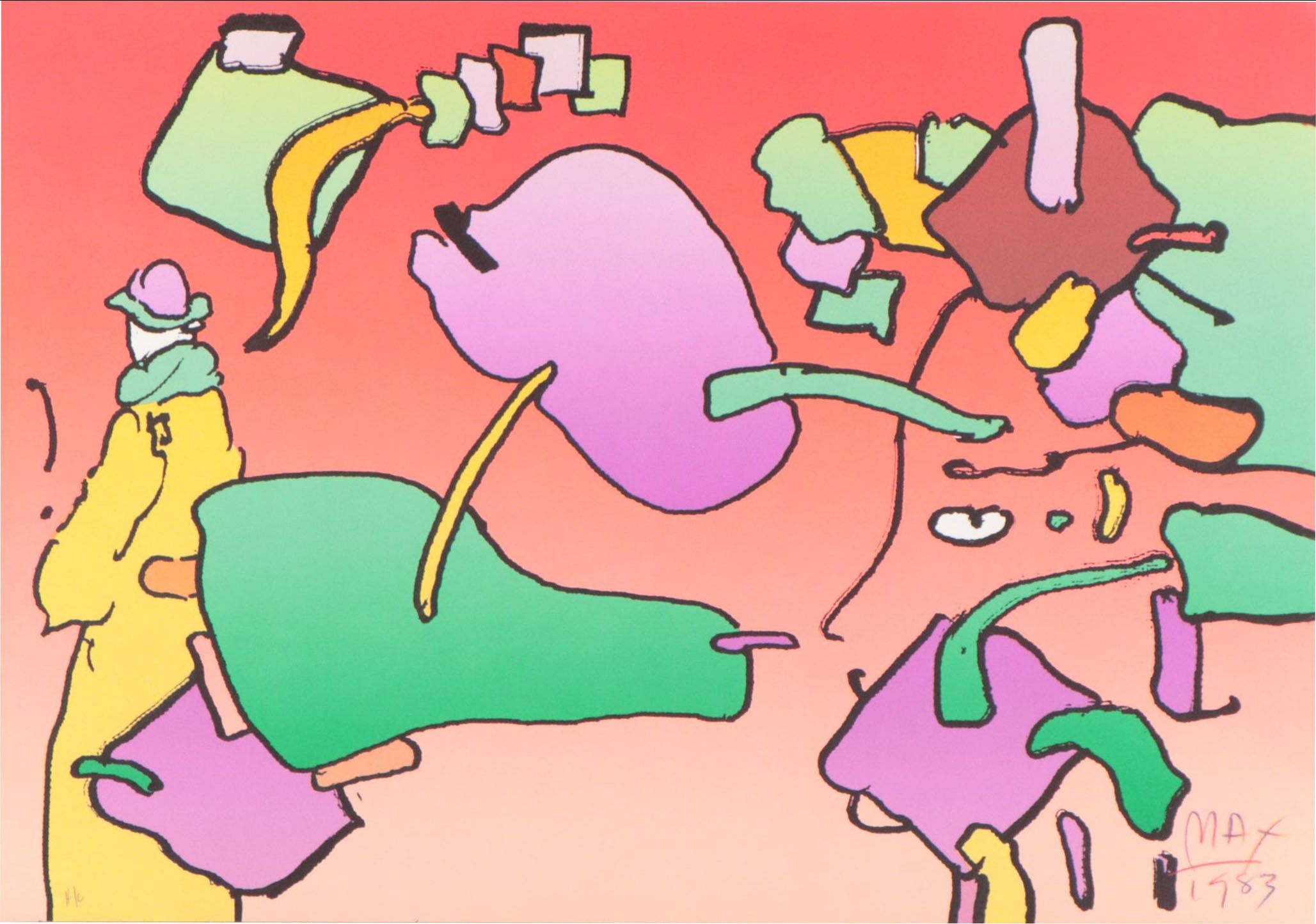 Peter Max Psychedelic Figurative Lithograph "From the Beginning," 1983