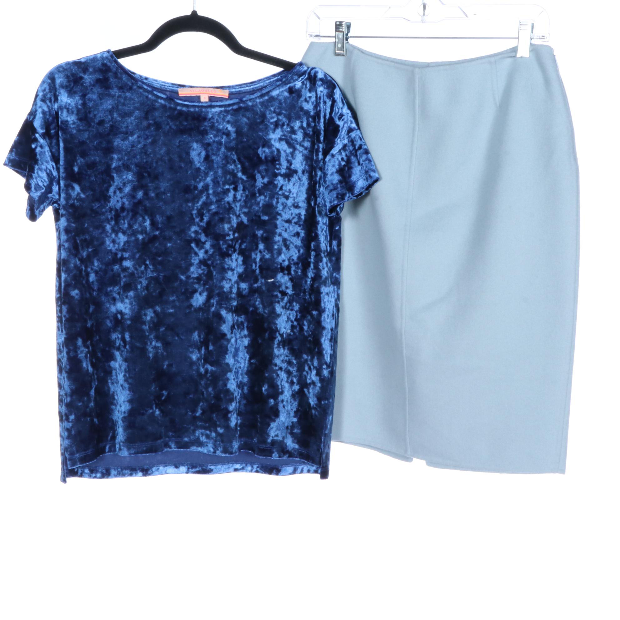 Maiyet Blouse, Vilagallo Velvet Top, Gathered Top, Wool Skirt, and More