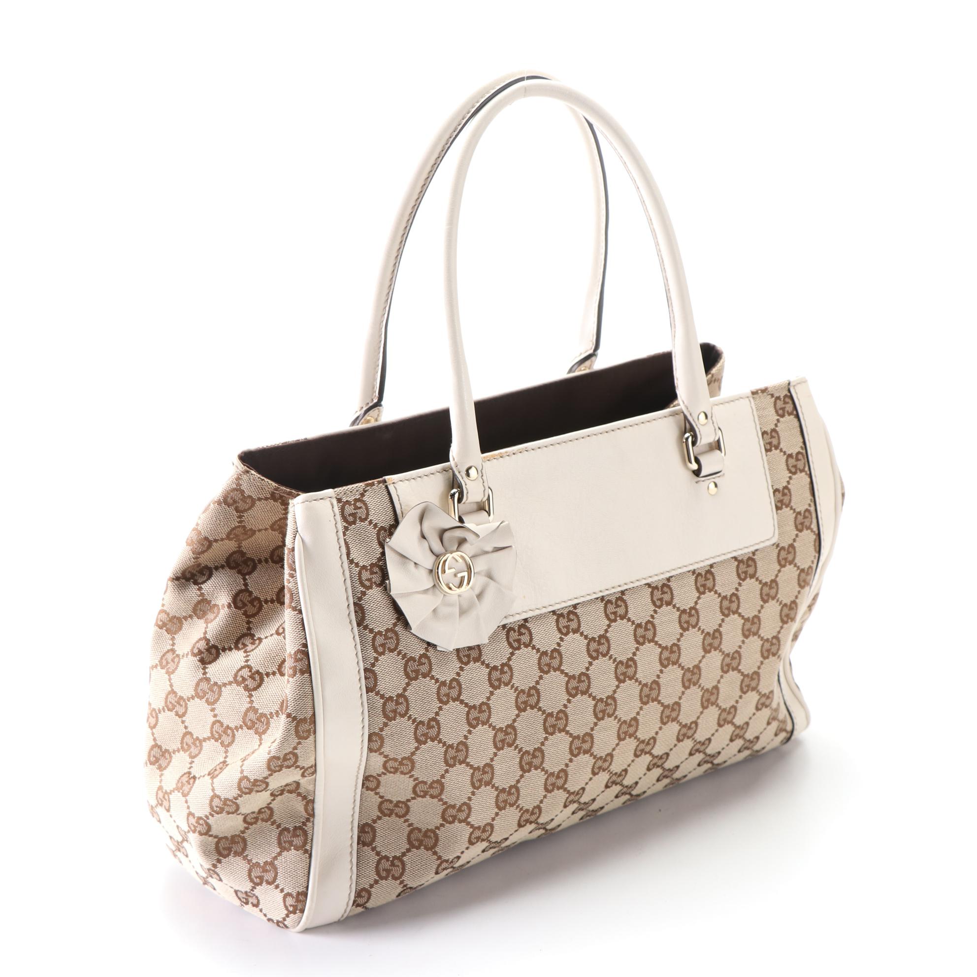 Gucci Trophy GG Canvas and Leather Tote