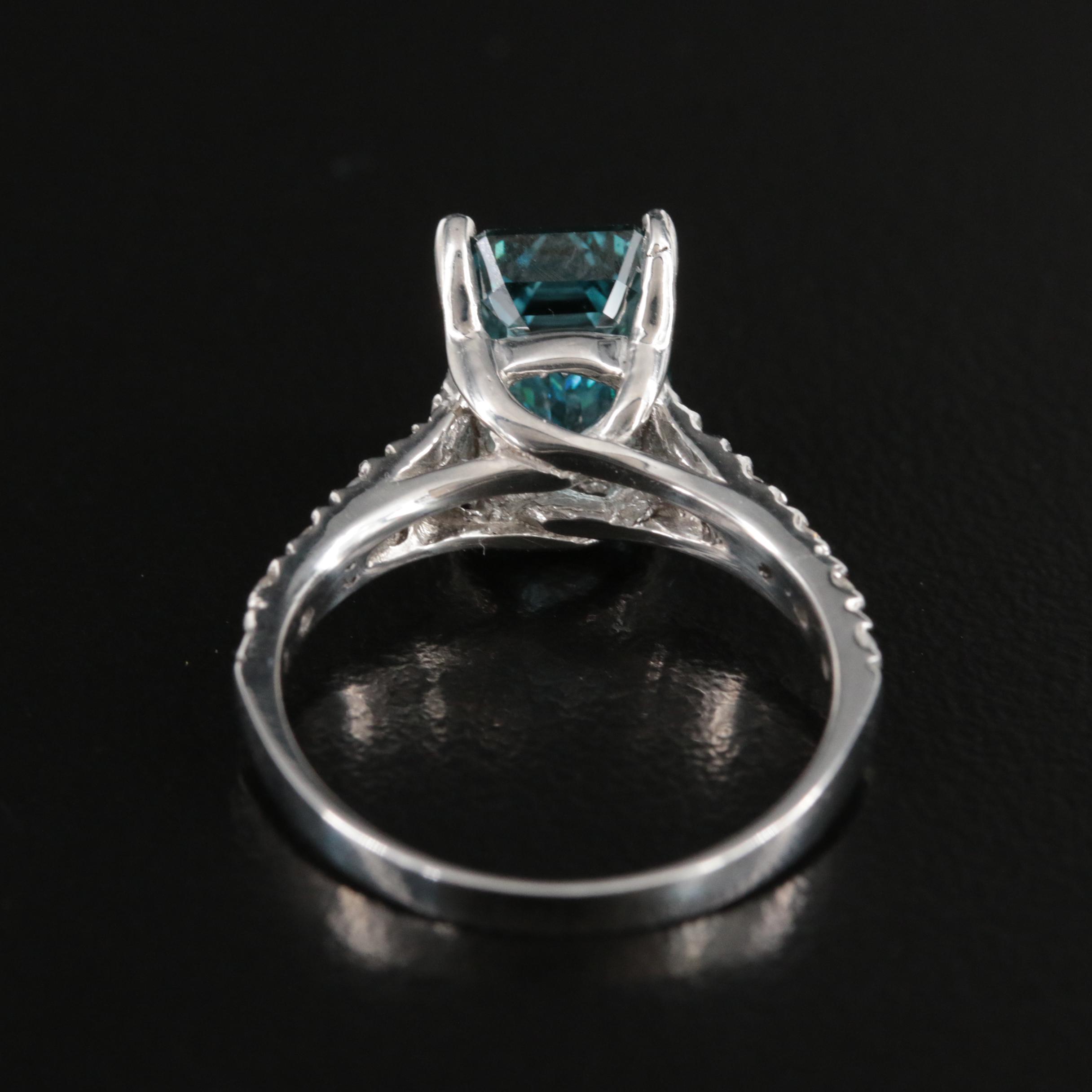 14K 3.23 CTW Diamond Ring with Fancy Deep Blue Center