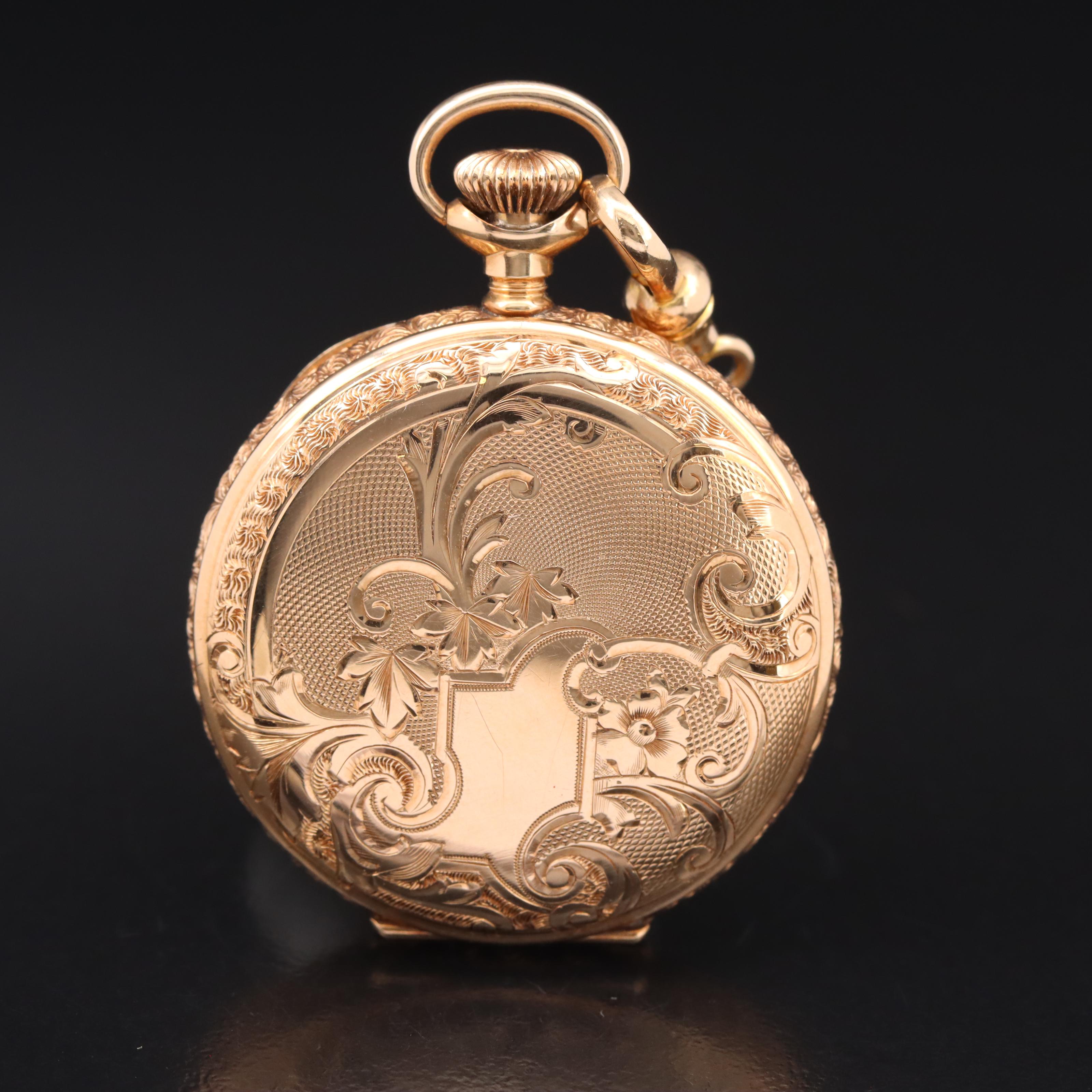 1899 14K Hampden Hunting Case Pocket Watch with 10K Chain