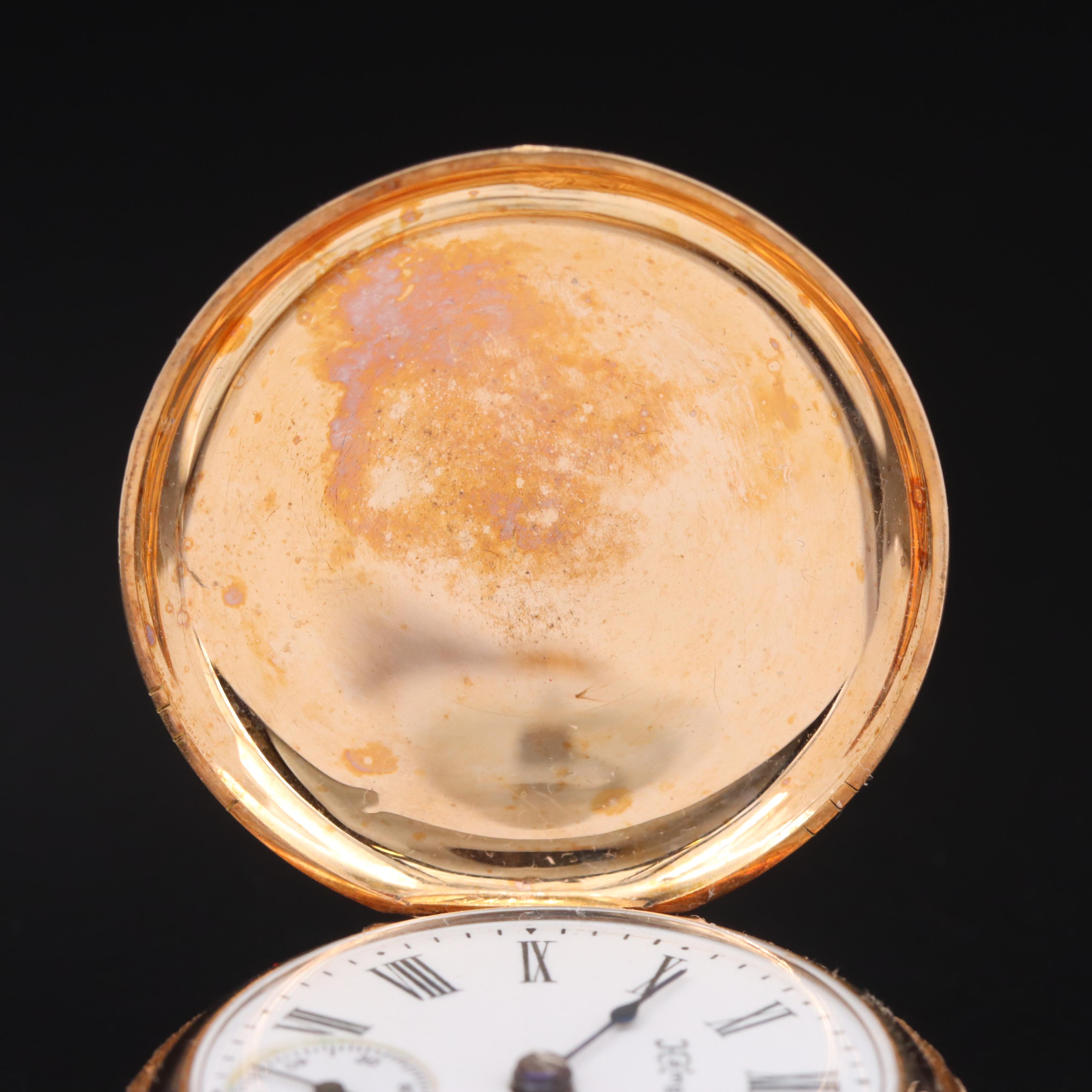 1899 14K Hampden Hunting Case Pocket Watch with 10K Chain