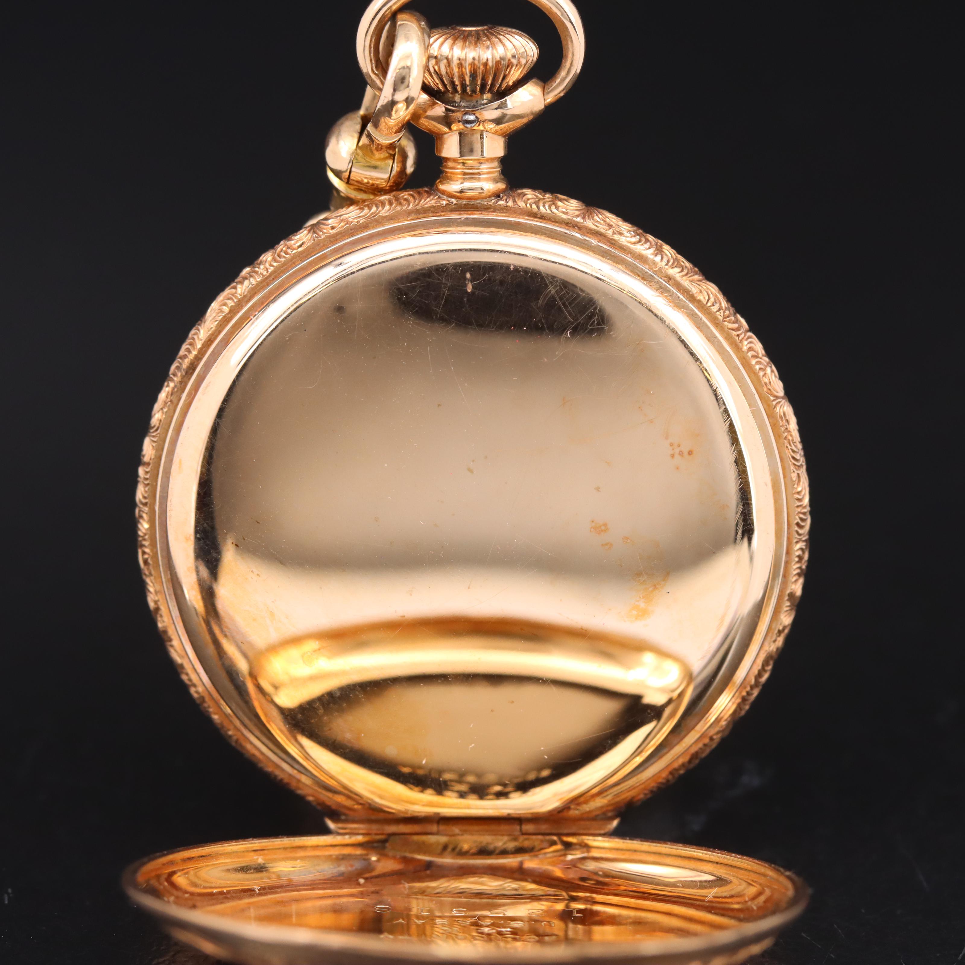1899 14K Hampden Hunting Case Pocket Watch with 10K Chain