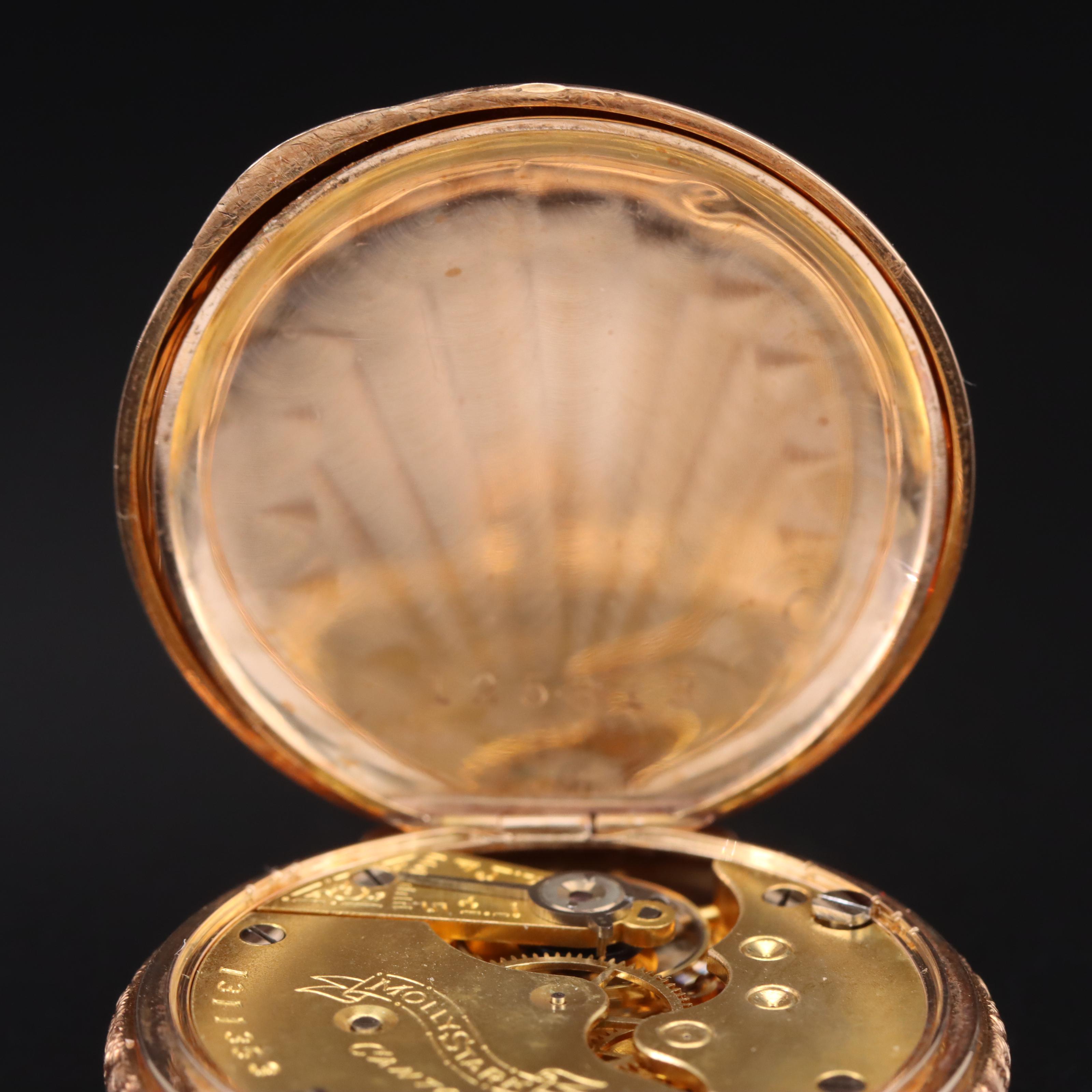 1899 14K Hampden Hunting Case Pocket Watch with 10K Chain