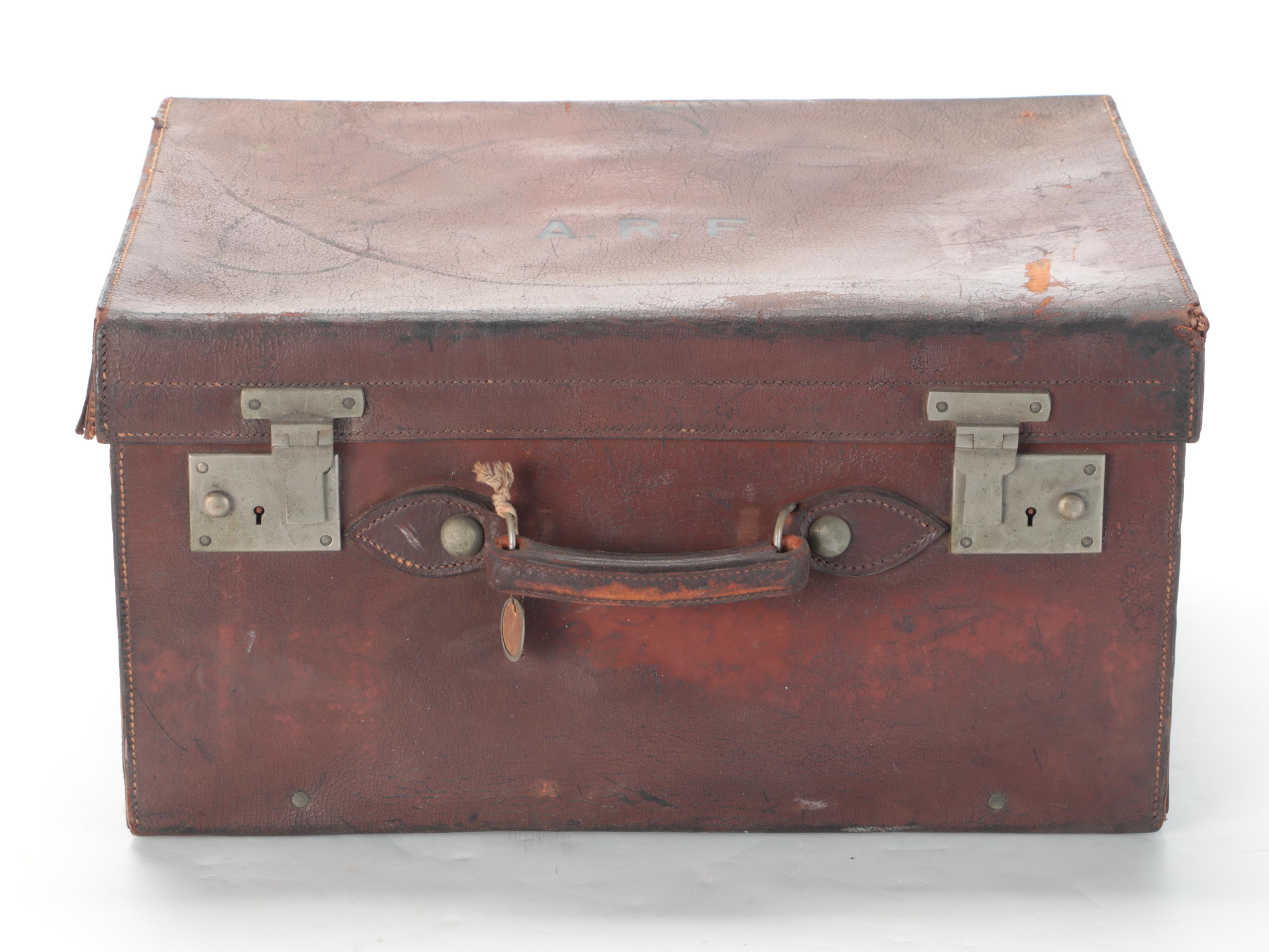 Norddeutscher Lloyd Leather Trunk, Early to Mid 20th Century