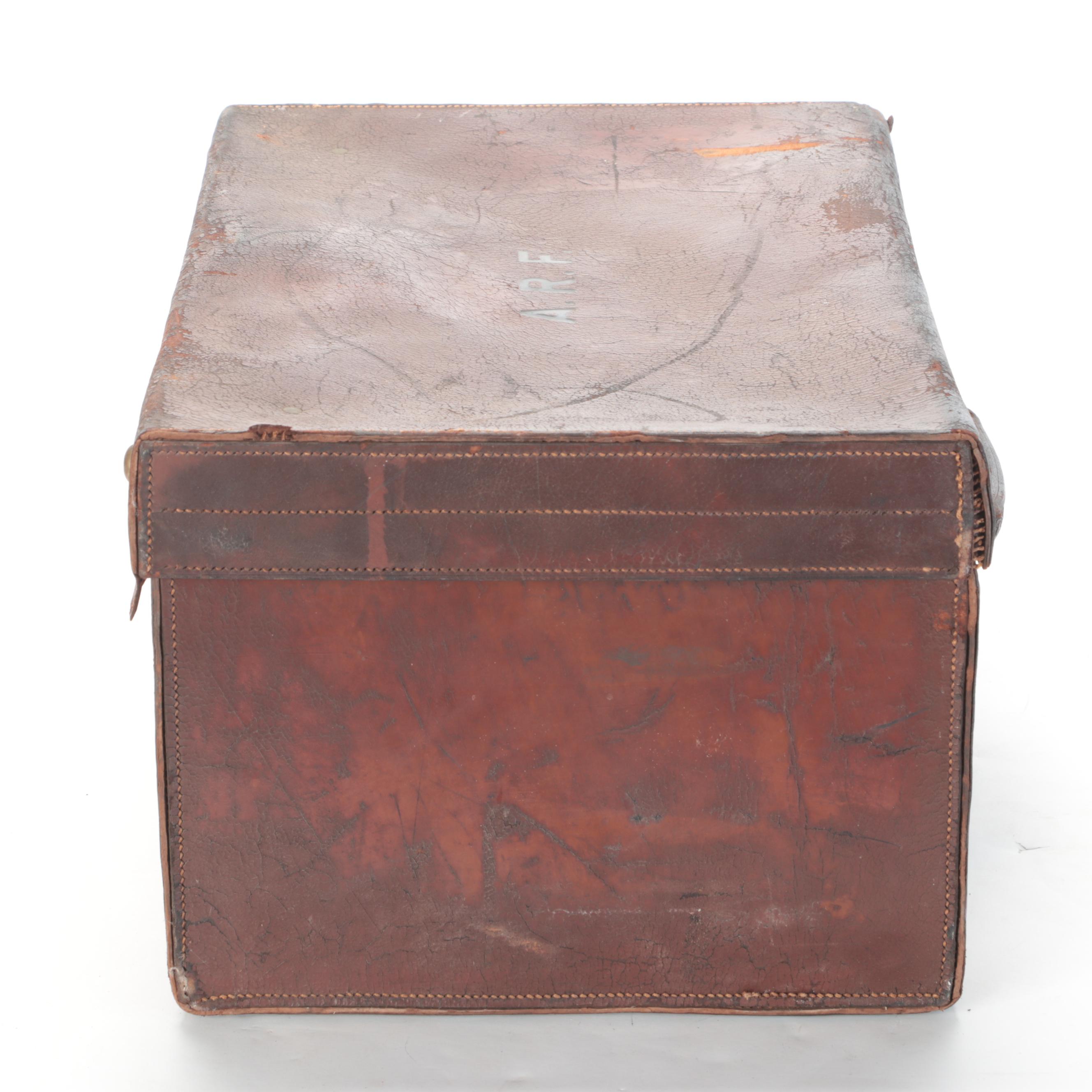 Norddeutscher Lloyd Leather Trunk, Early to Mid 20th Century