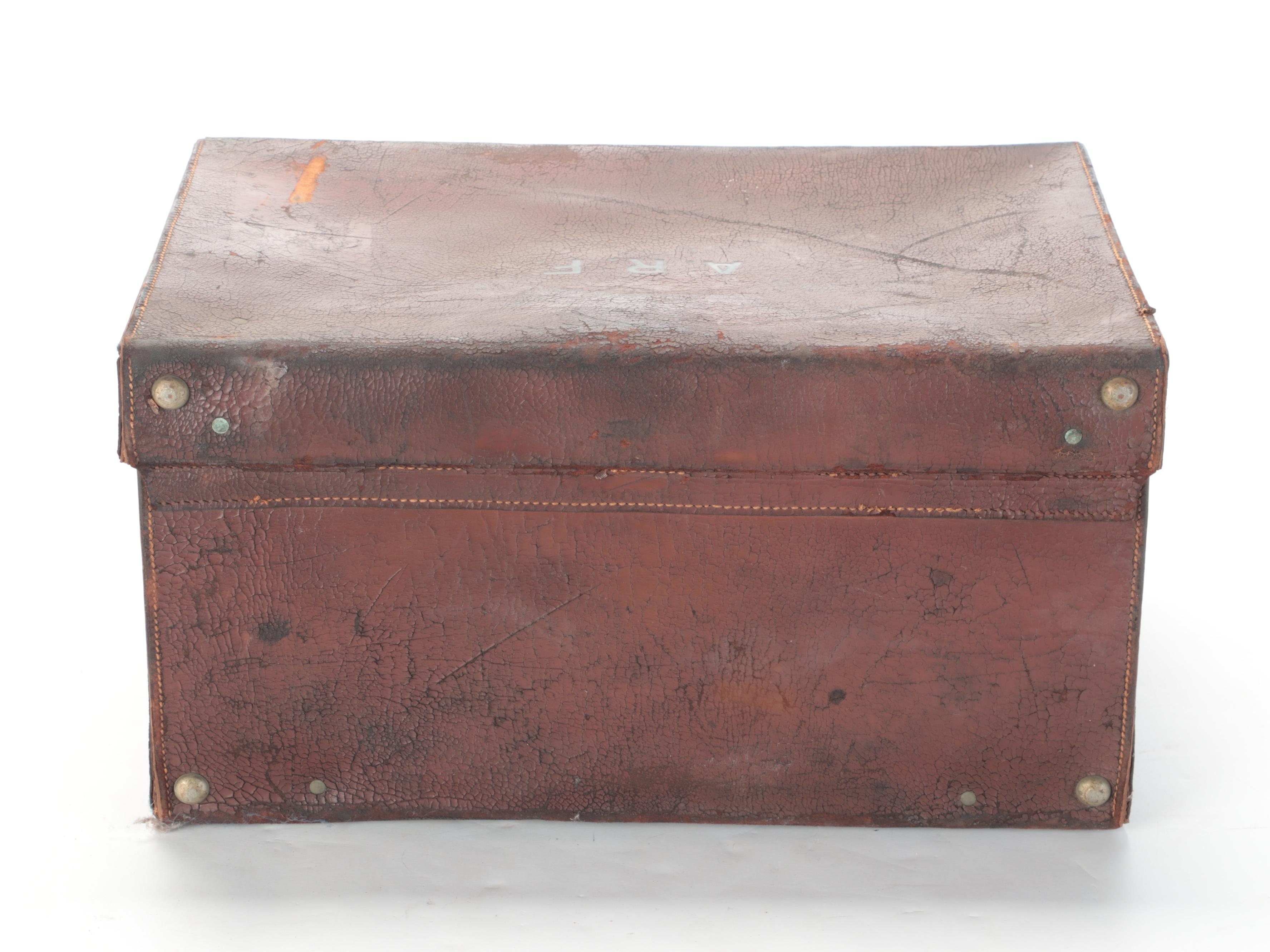 Norddeutscher Lloyd Leather Trunk, Early to Mid 20th Century