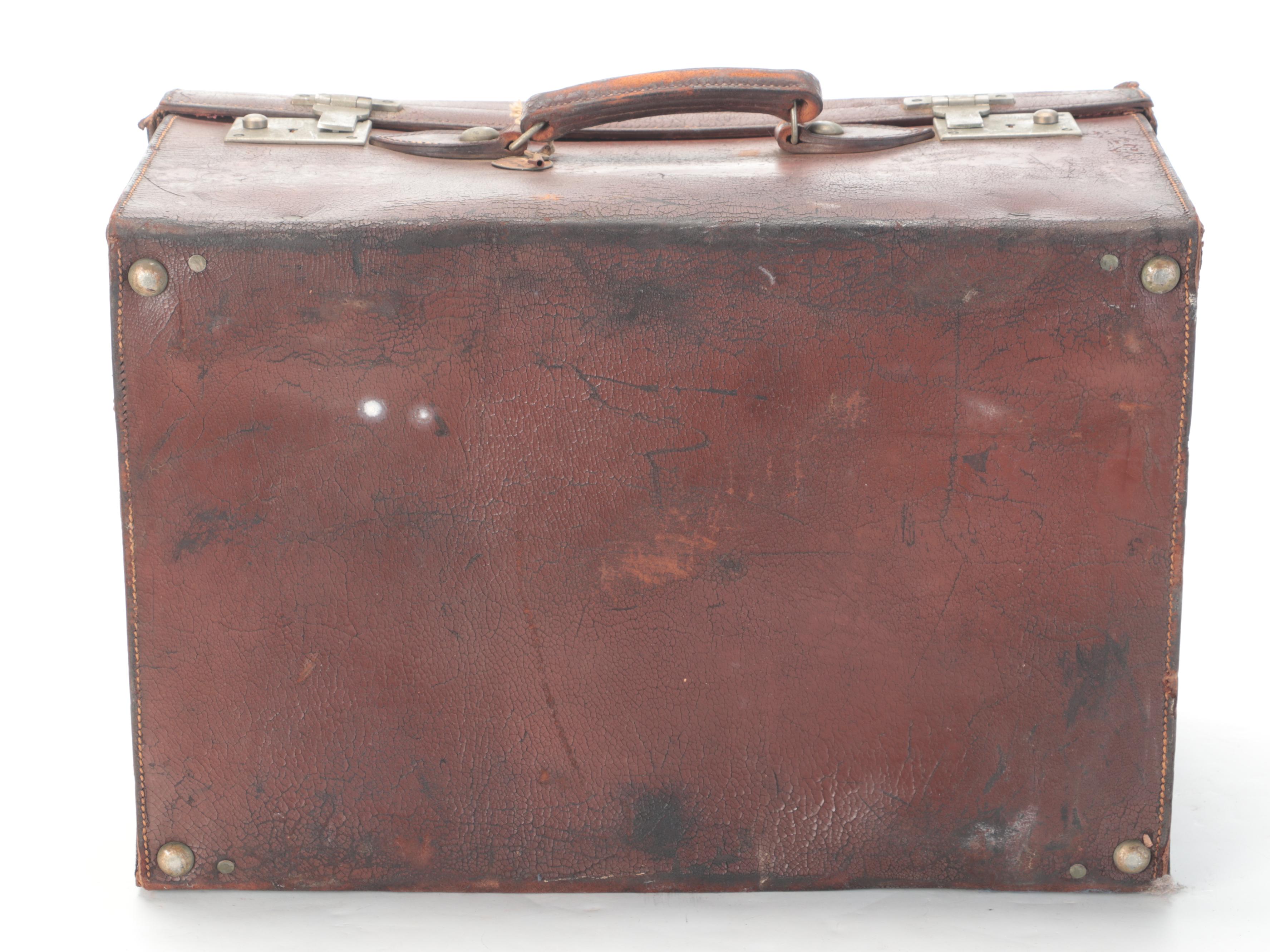 Norddeutscher Lloyd Leather Trunk, Early to Mid 20th Century