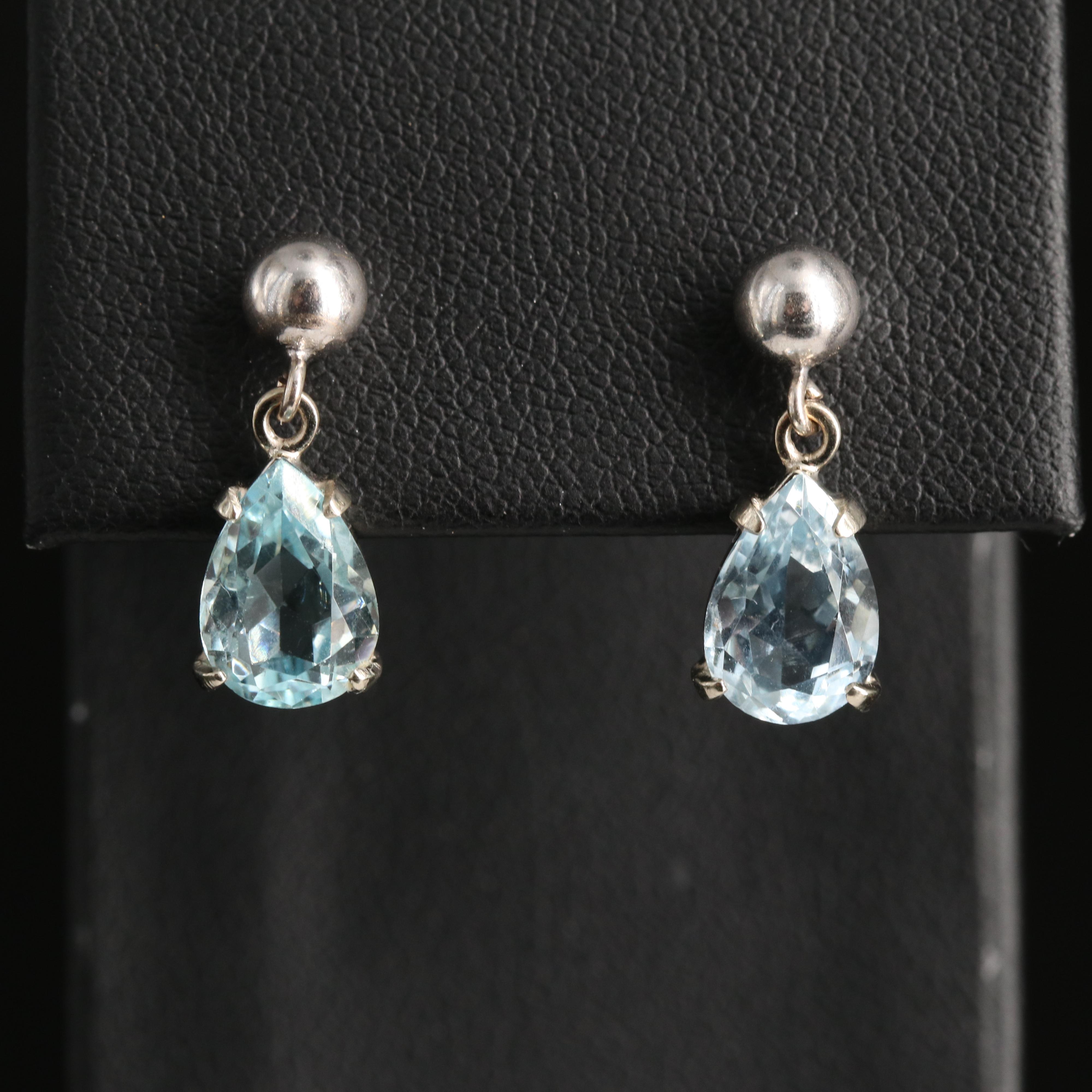 14K Aquamarine Teardrop Earrings