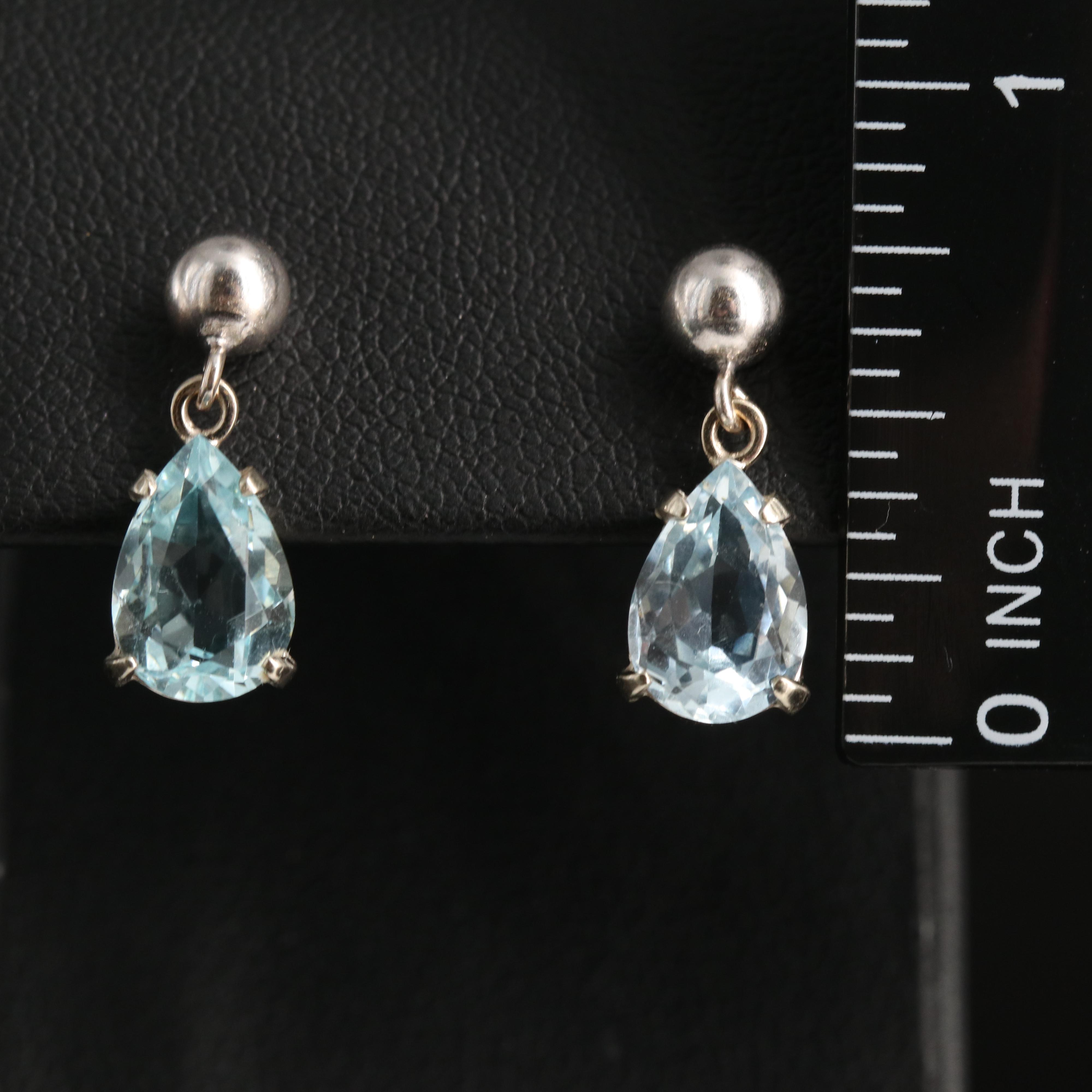 14K Aquamarine Teardrop Earrings