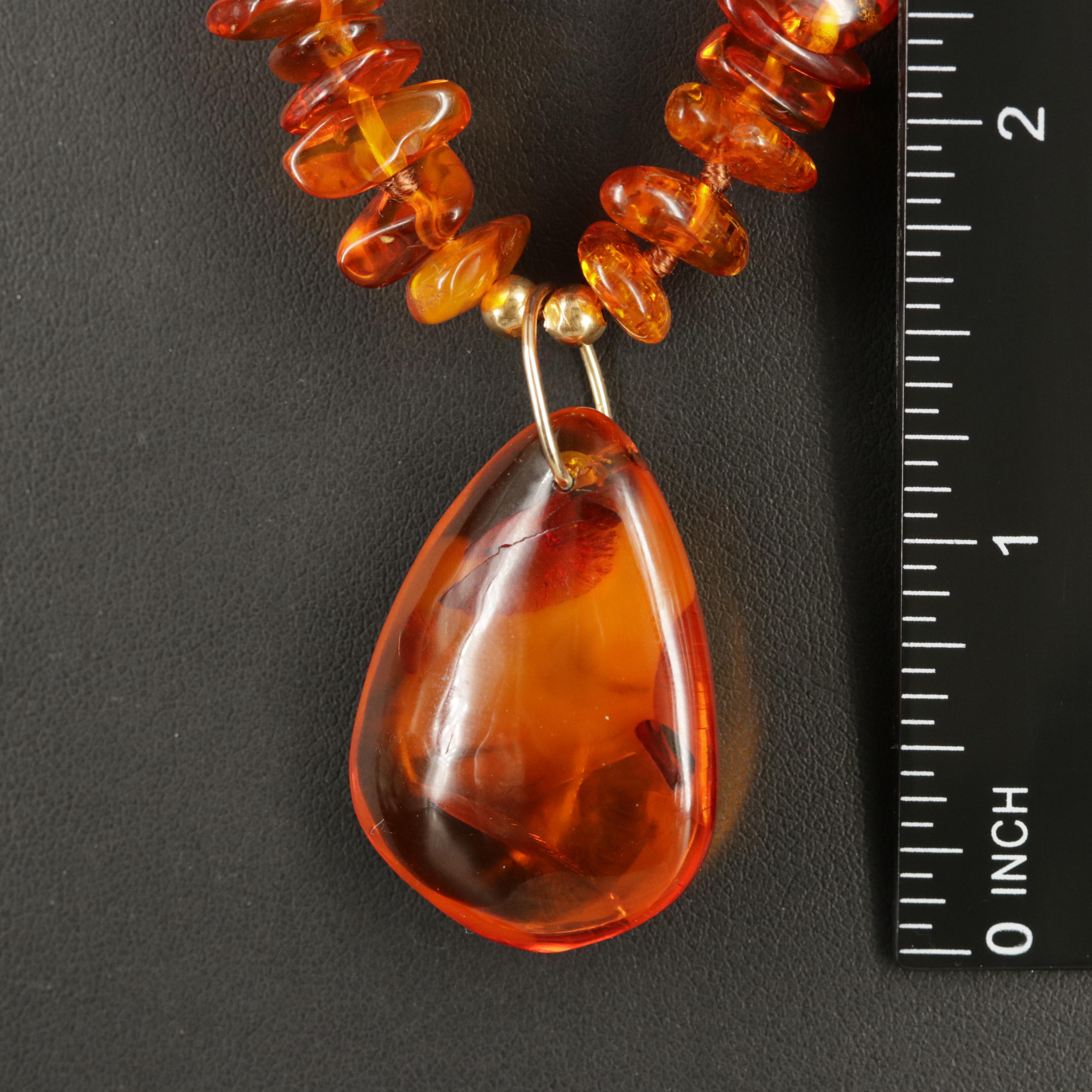 14K Amber Bead Necklace