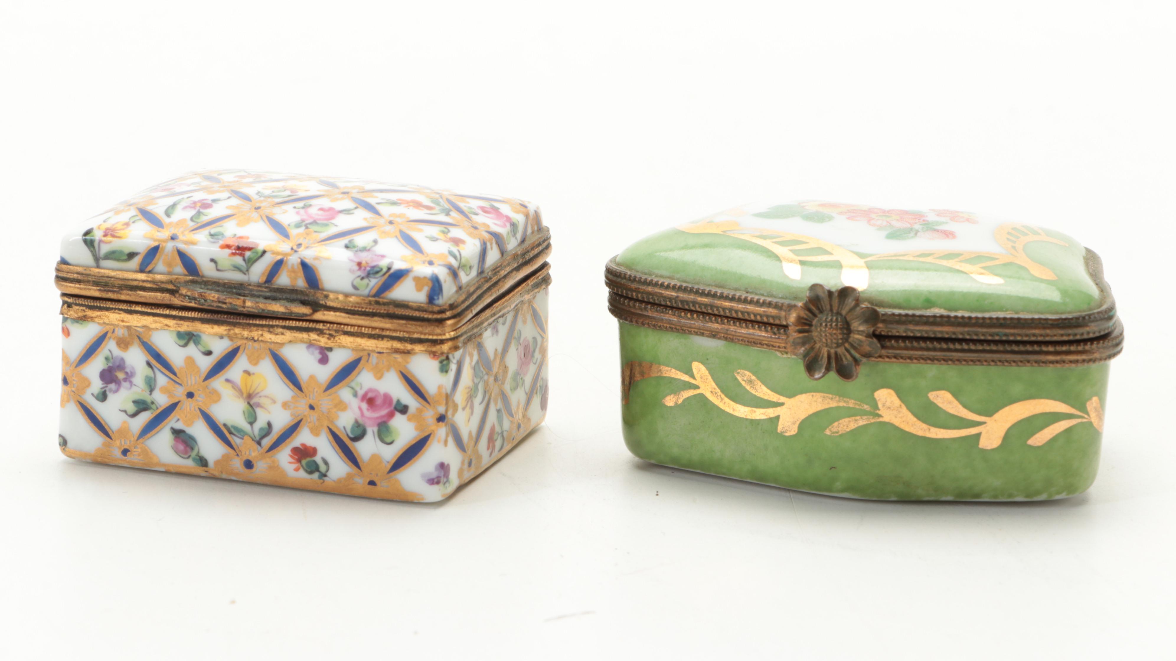 Luneville with Other French Porcelain Vanity Boxes