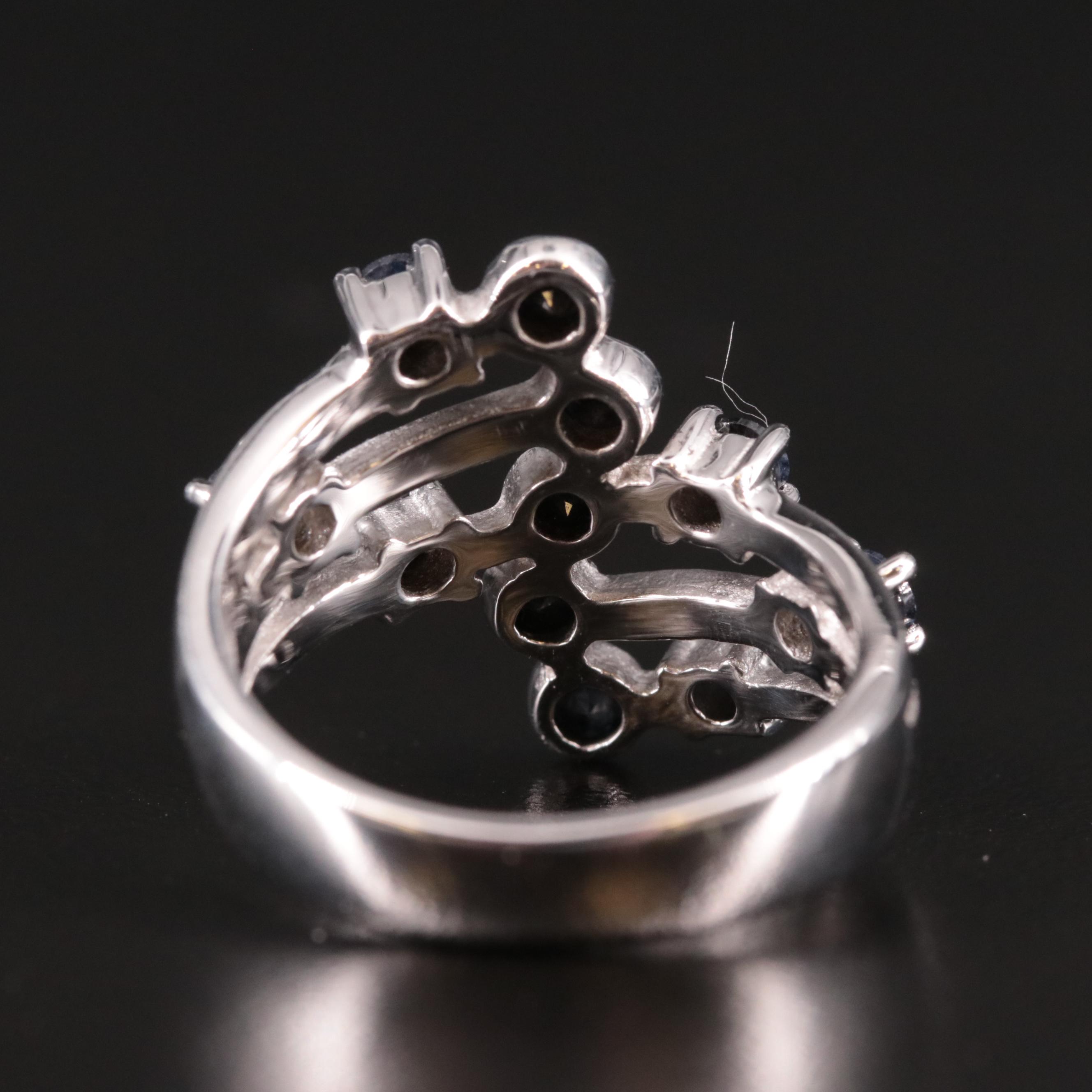 Sterling Sapphire Cluster Ring