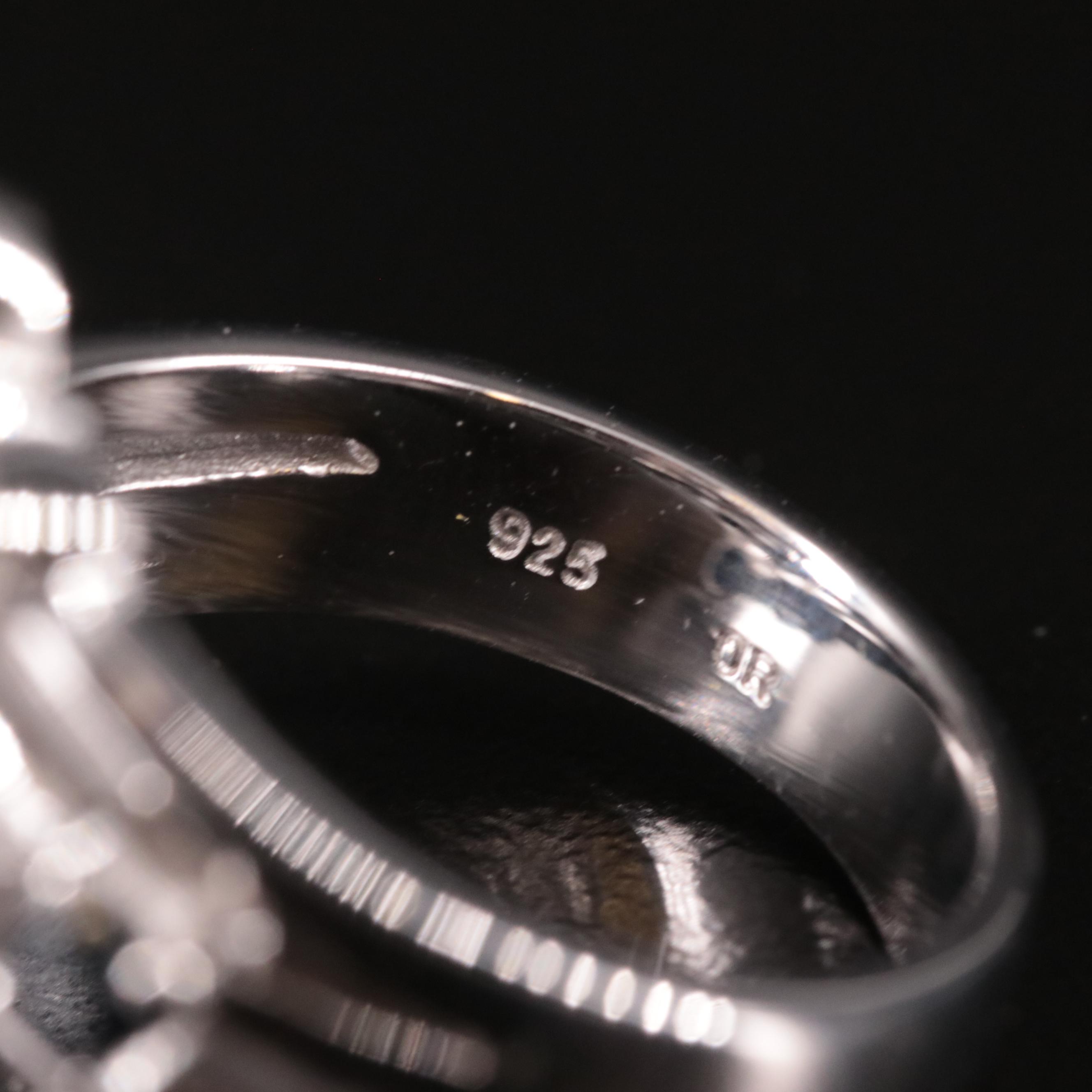 Sterling Sapphire Cluster Ring