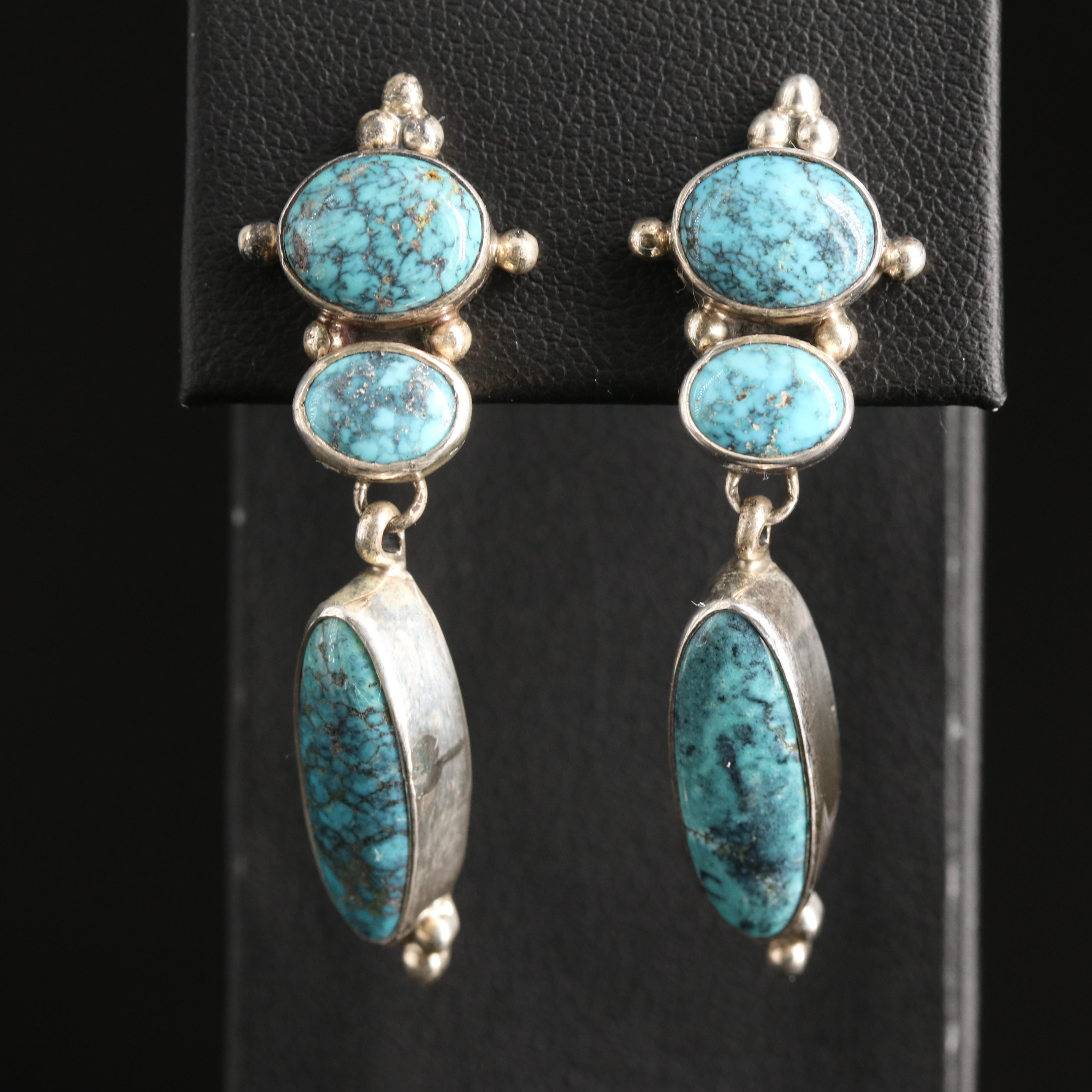 Juan Willie Navajo Diné Sterling Turquoise Earrings
