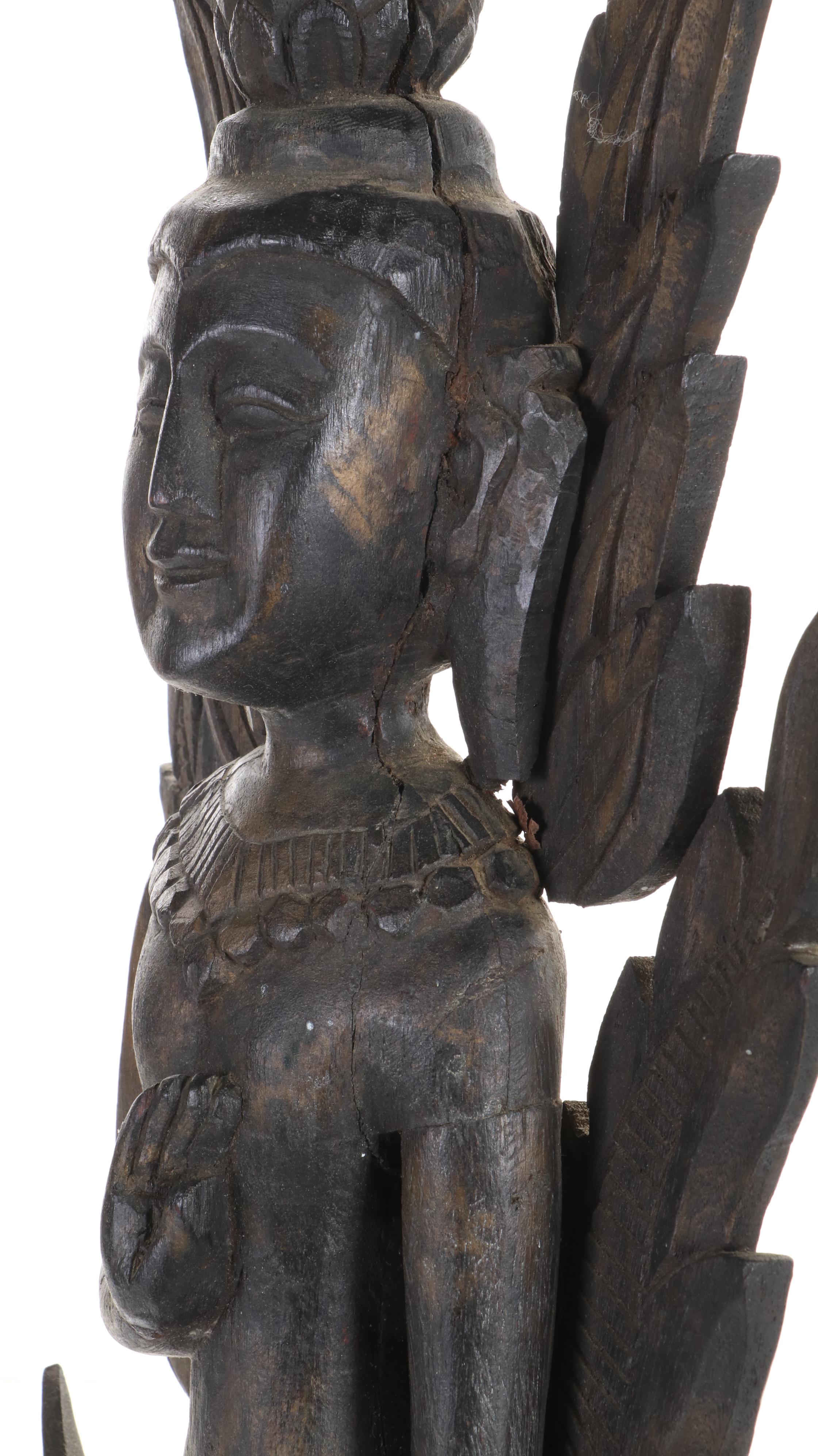 Indonesian Carved Wood Male Deity, Late 20th Century