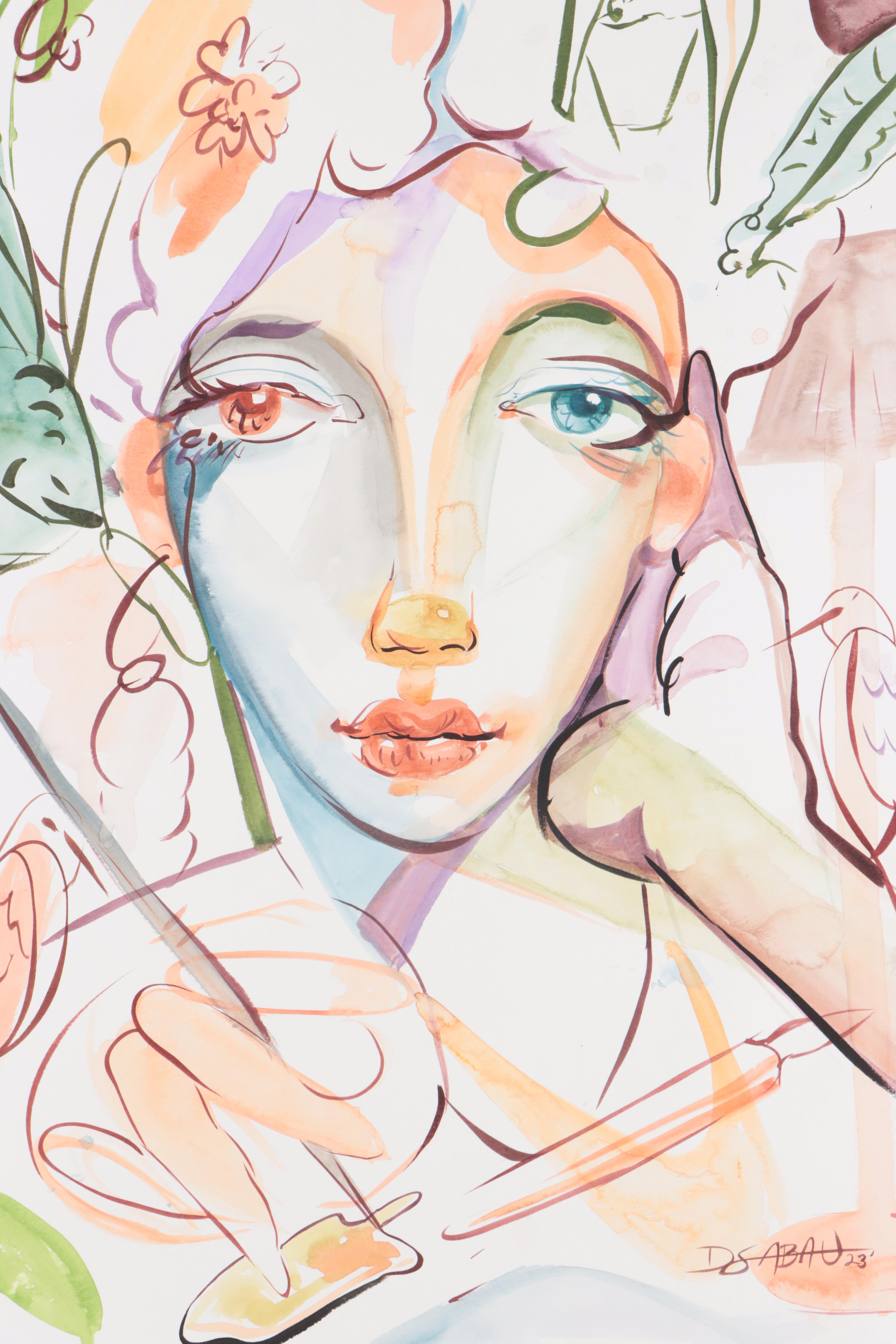 Dan Sabau Watercolor Painting "The Portrait Painter in The Studio," 2023