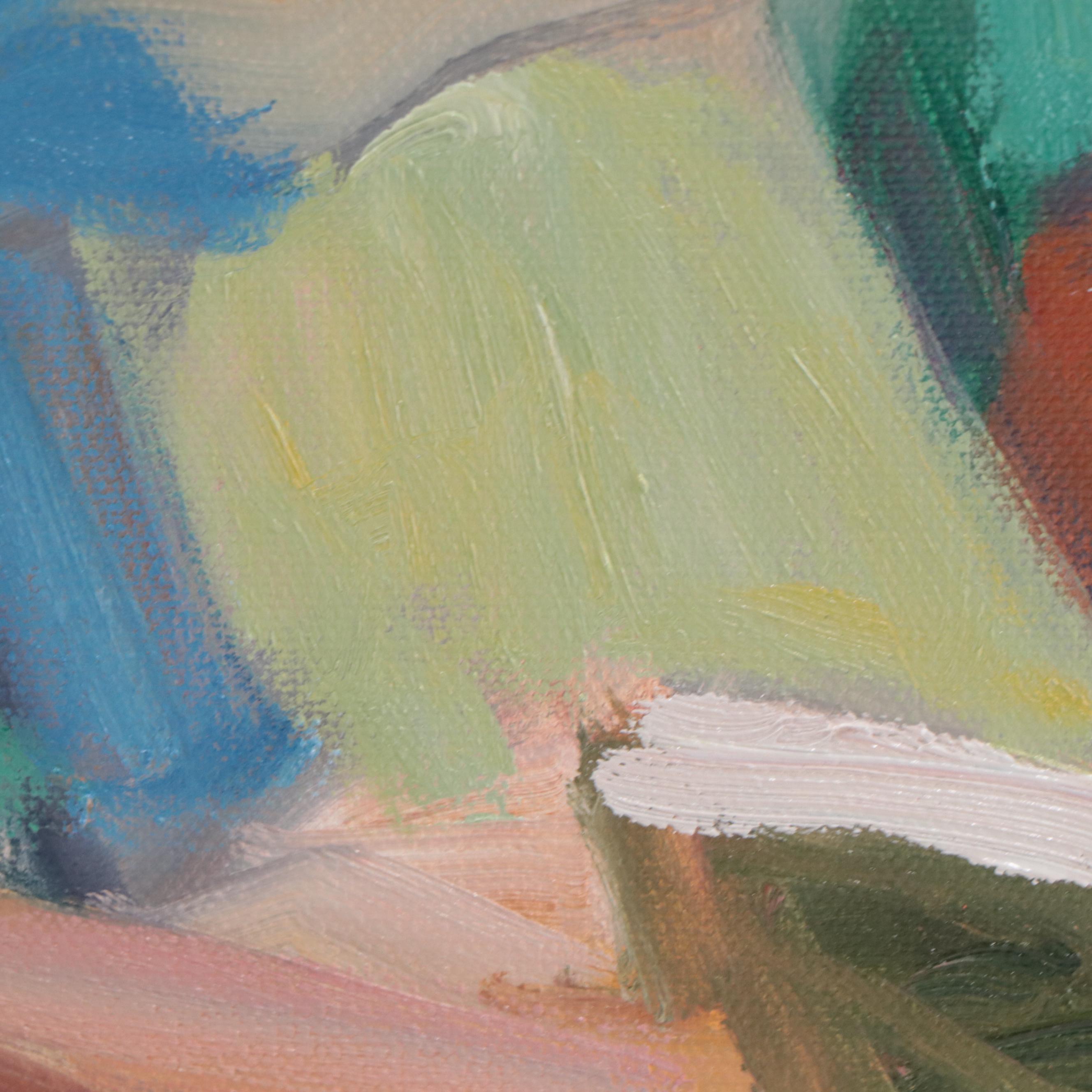 Sally Rosenbaum Oil Painting of Figure Reading, 21st Century