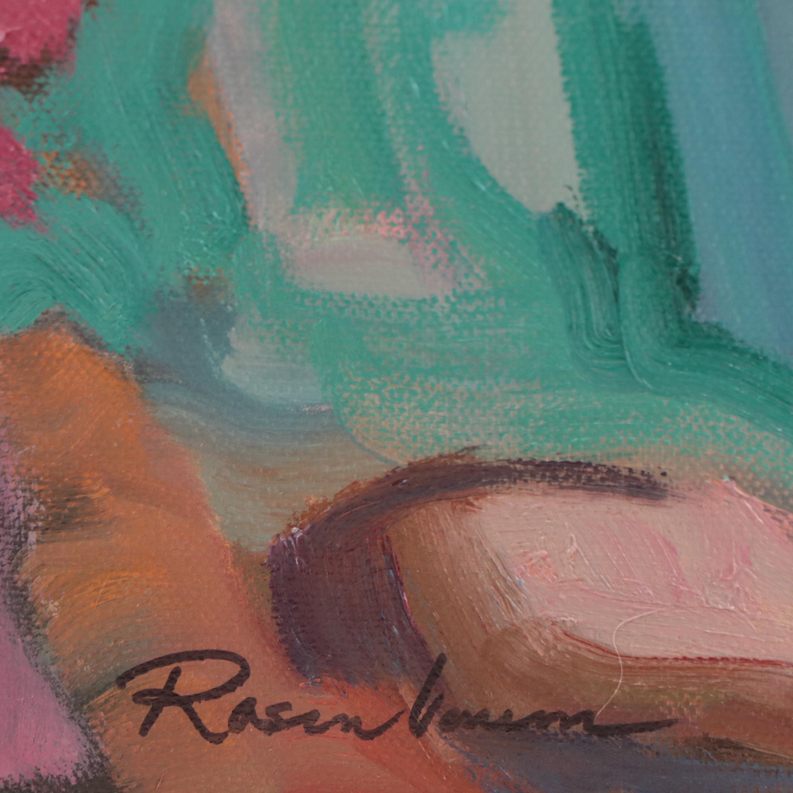 Sally Rosenbaum Oil Painting of Figure Reading, 21st Century