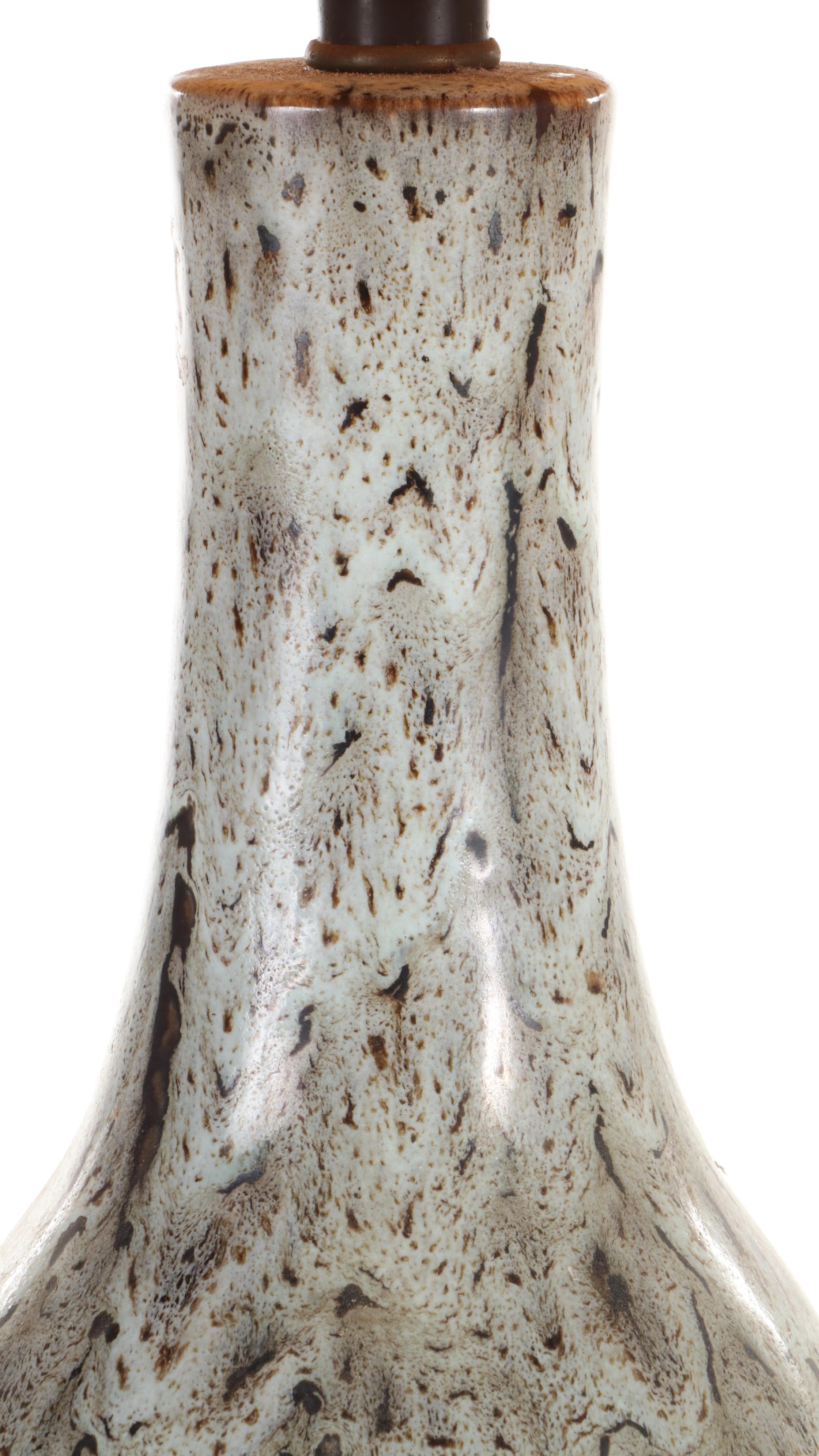 Mid Century Modern Brown Ceramic Drip Glaze Lamp