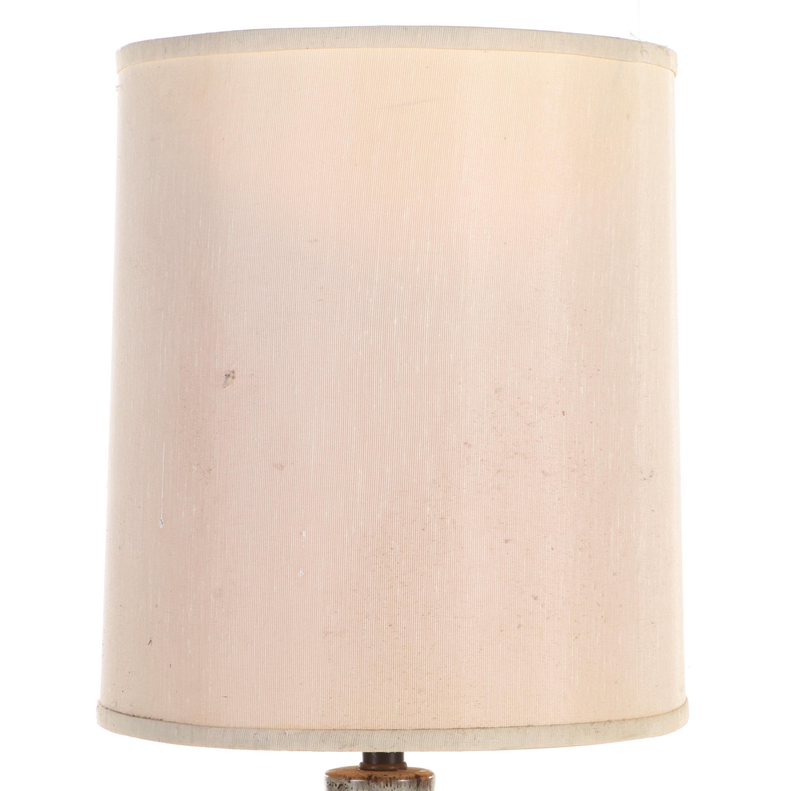 Mid Century Modern Brown Ceramic Drip Glaze Lamp