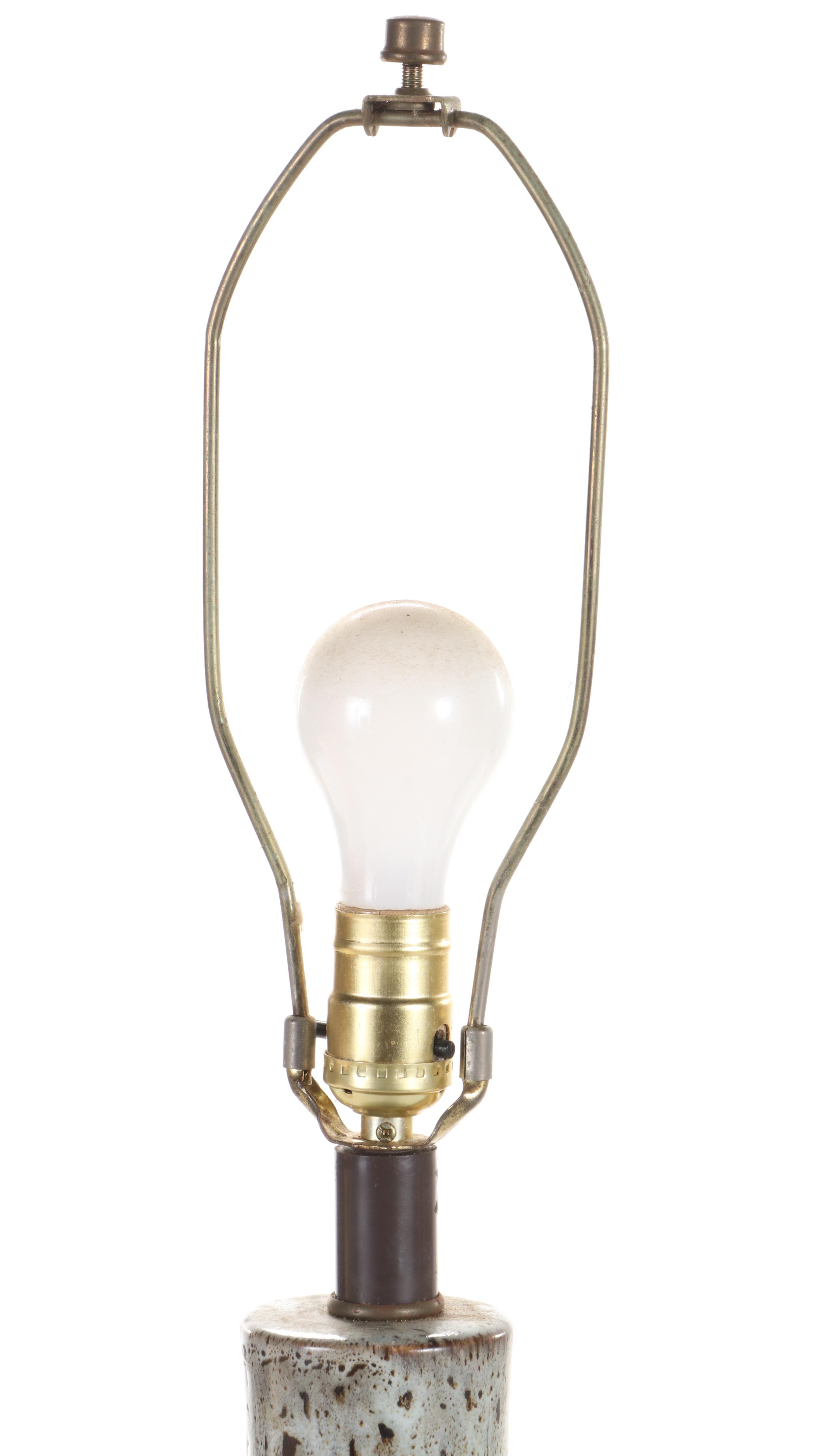 Mid Century Modern Brown Ceramic Drip Glaze Lamp