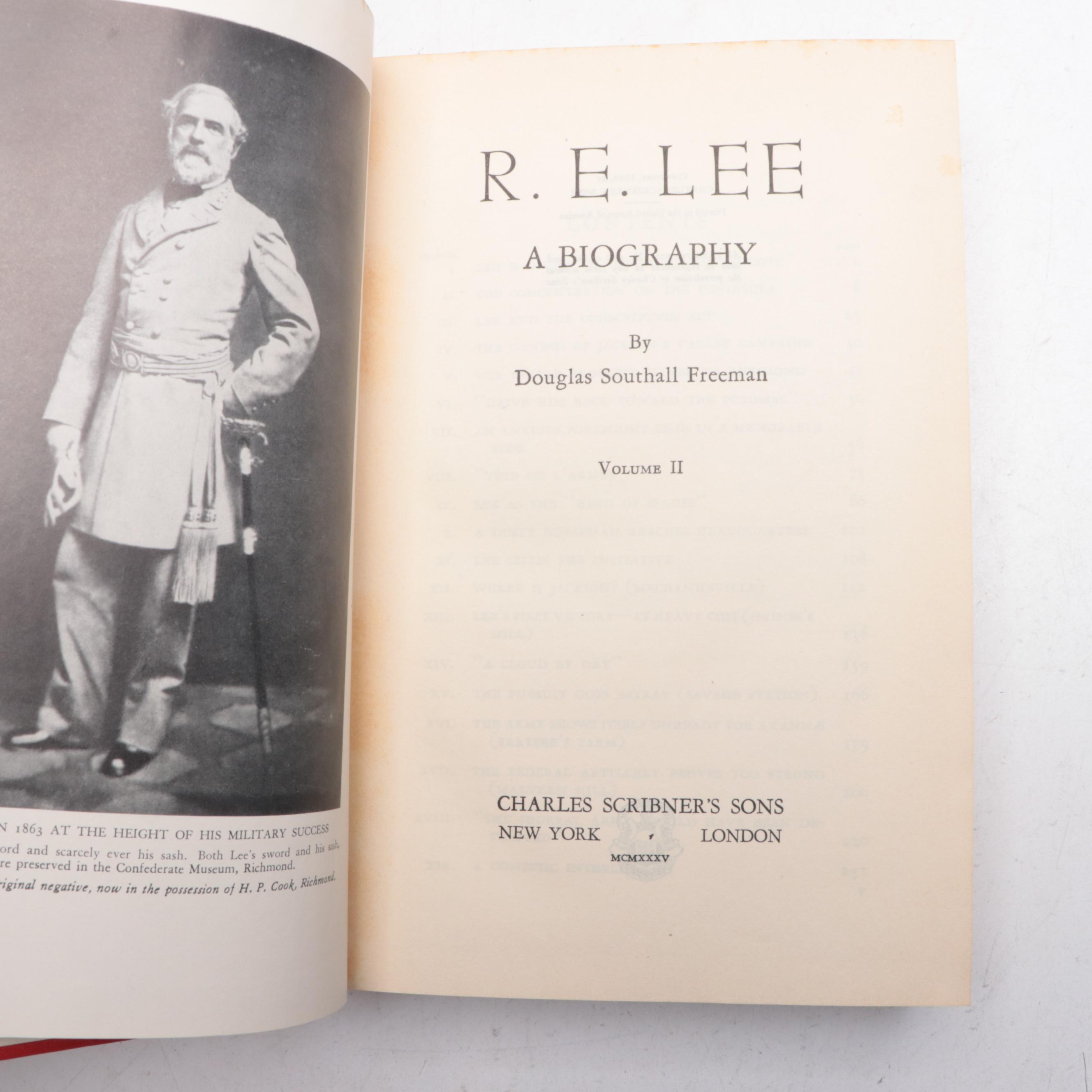 Early Printing "R. E. Lee" Four-Volume Set by Douglas Southall Freeman, 1935–36