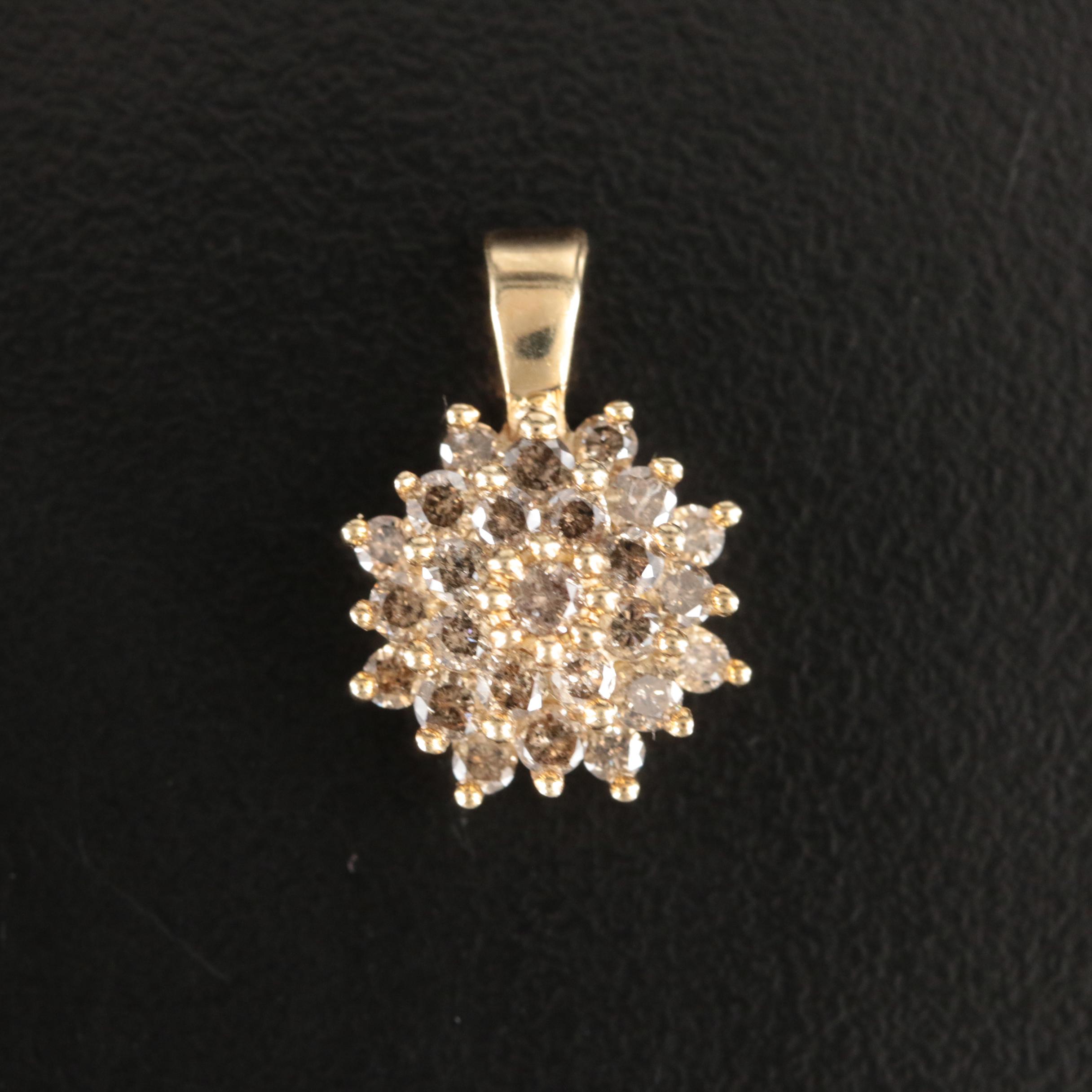10K 0.95 CTW Diamond Cluster Pendant