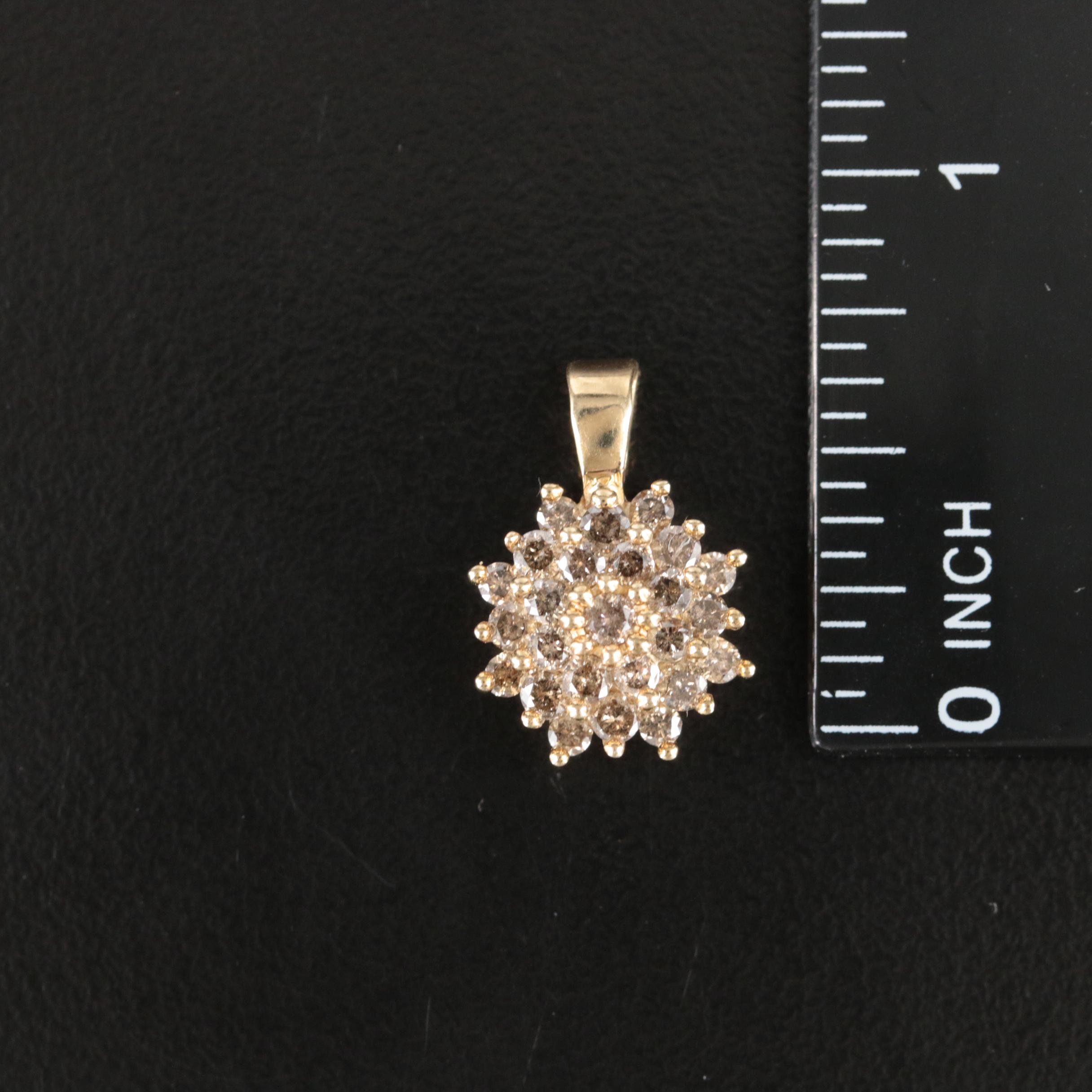 10K 0.95 CTW Diamond Cluster Pendant