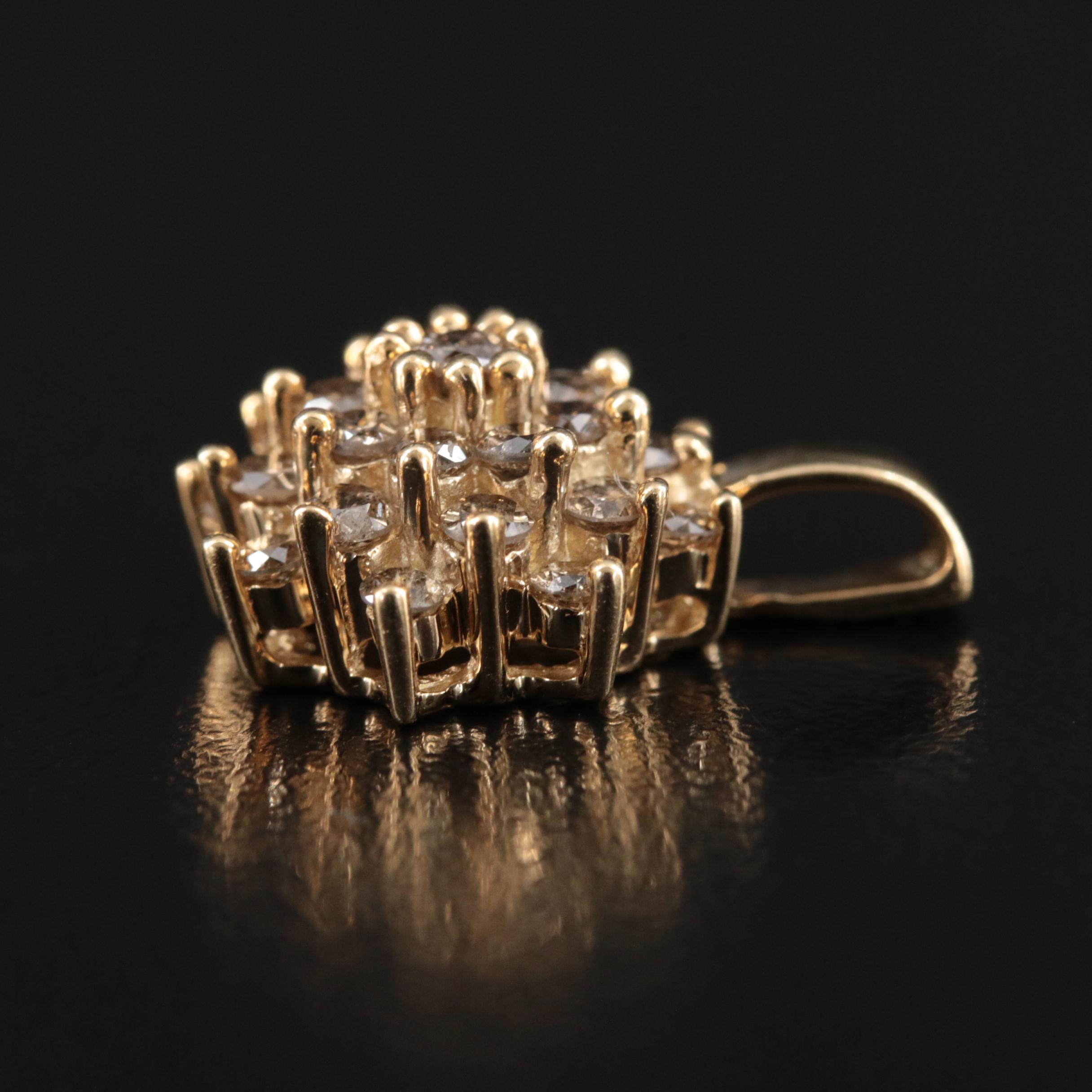 10K 0.95 CTW Diamond Cluster Pendant