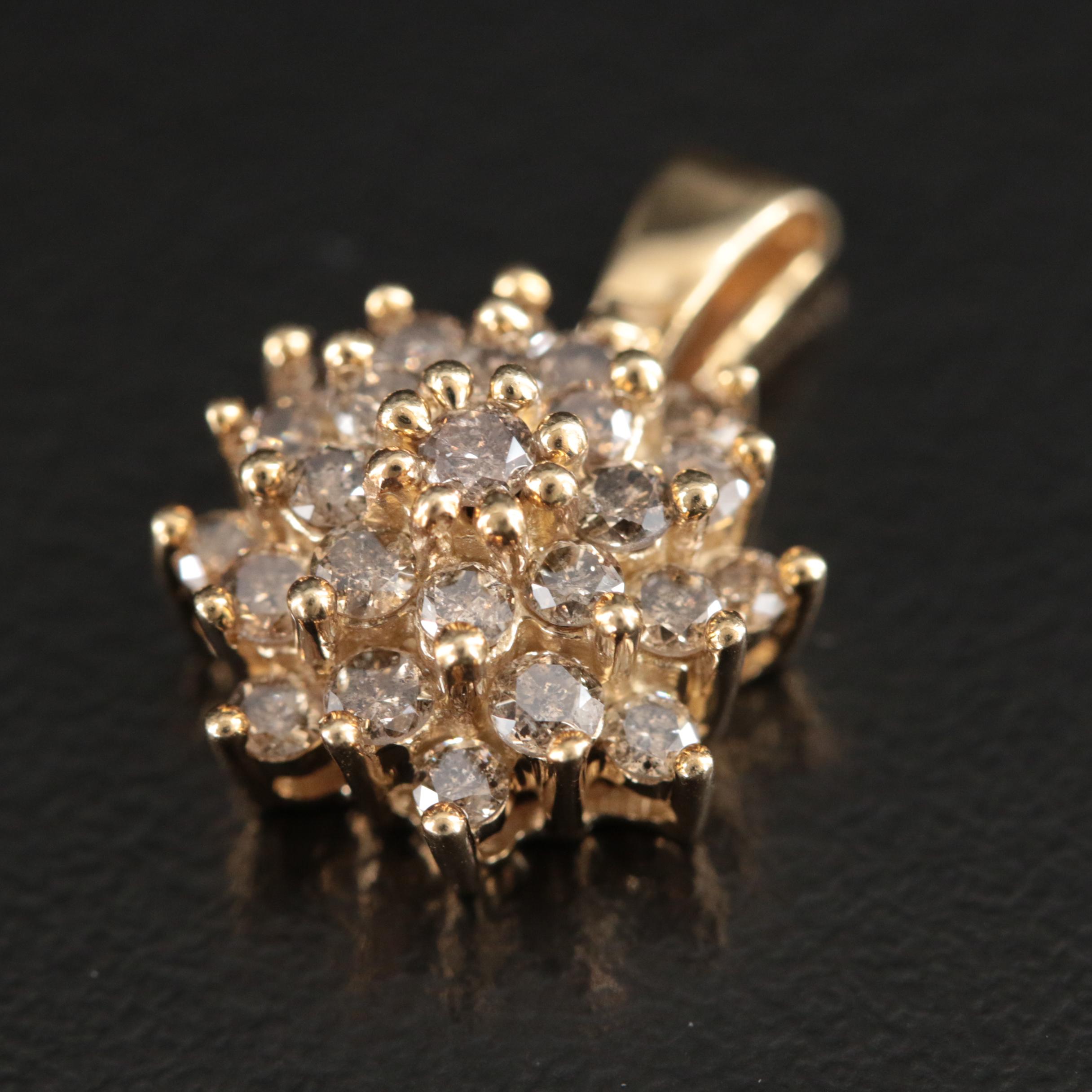 10K 0.95 CTW Diamond Cluster Pendant