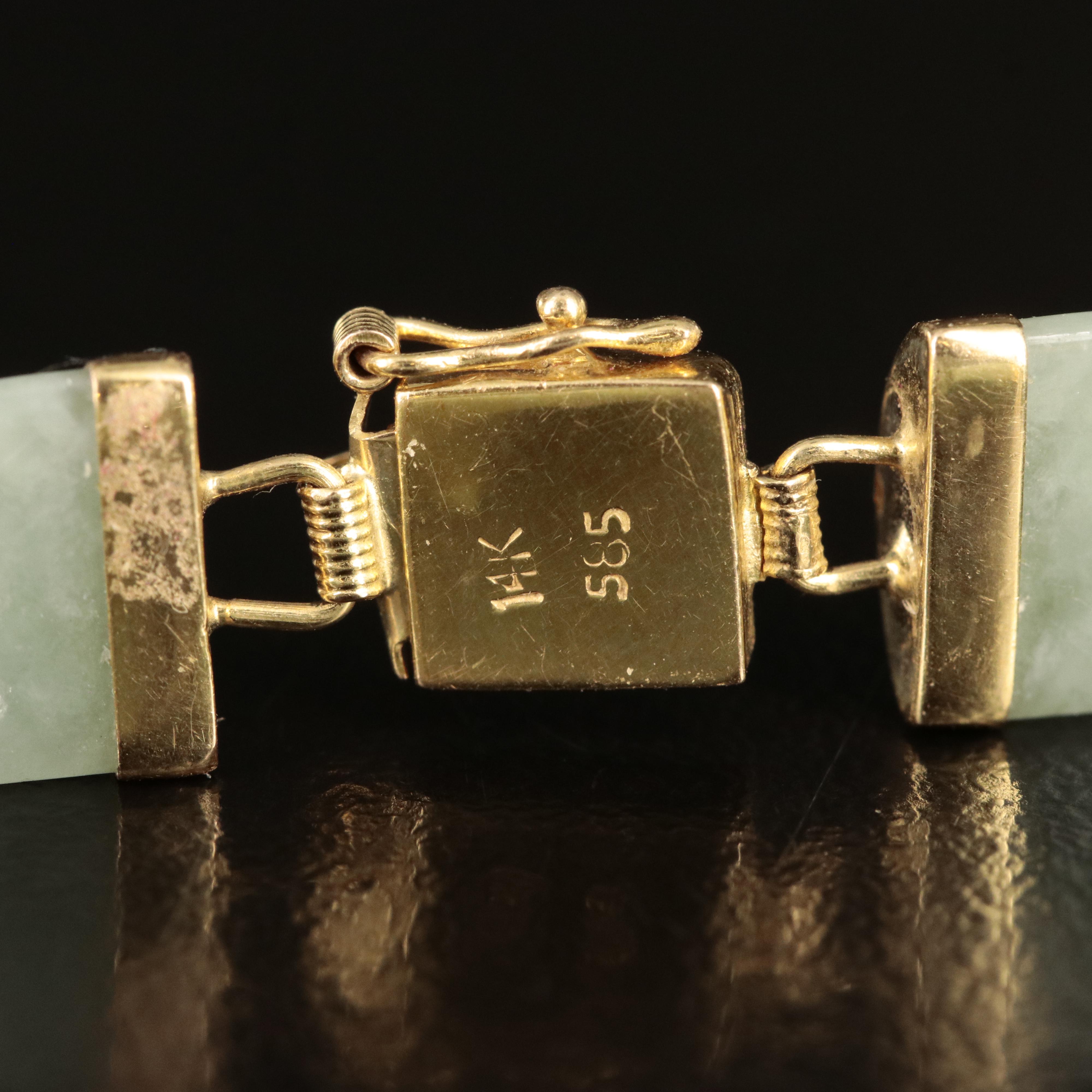 14K Curved Bar Nephrite and Jadeite Bracelets