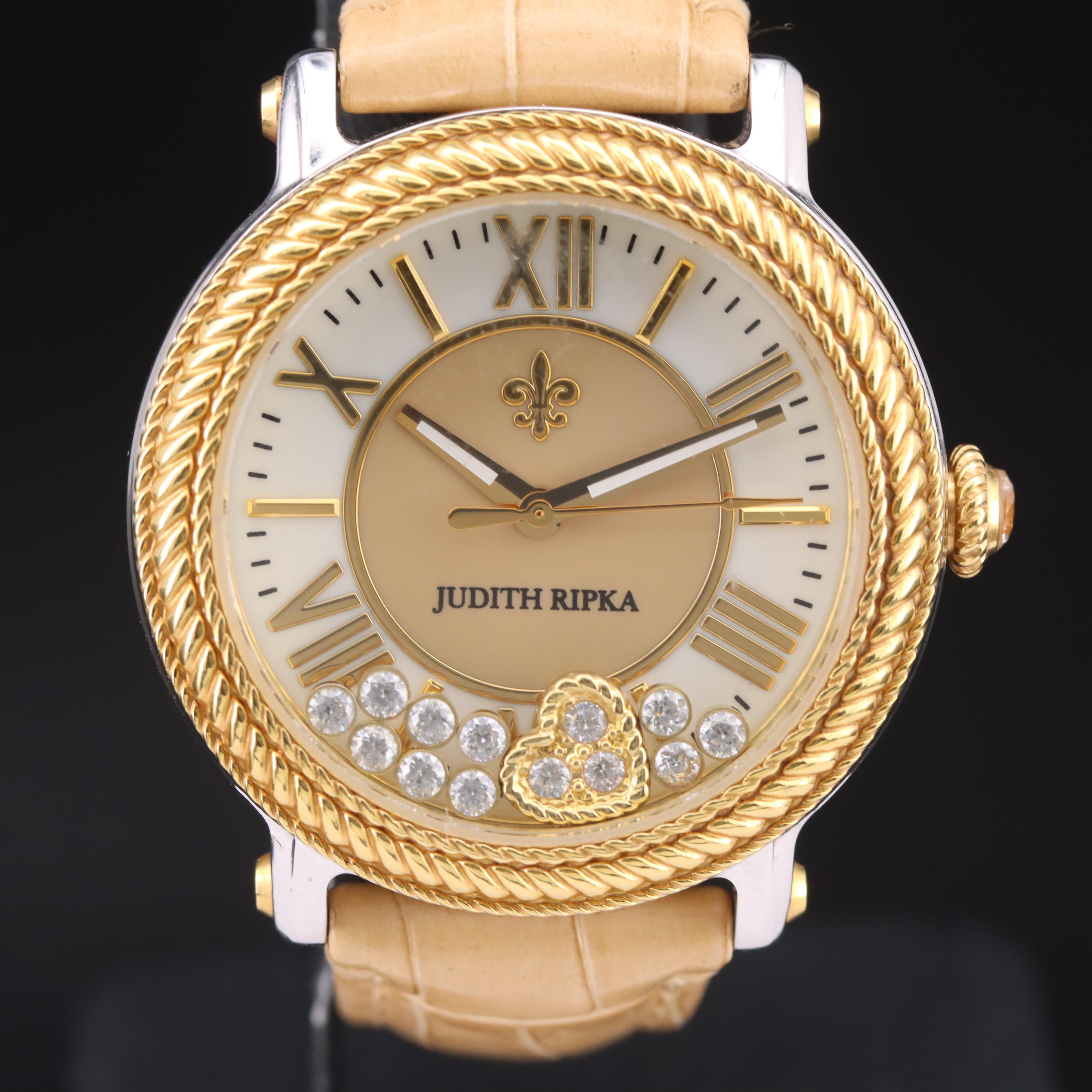 Judith Ripka Two-Tone Floating Glass Crystal Accent Watch