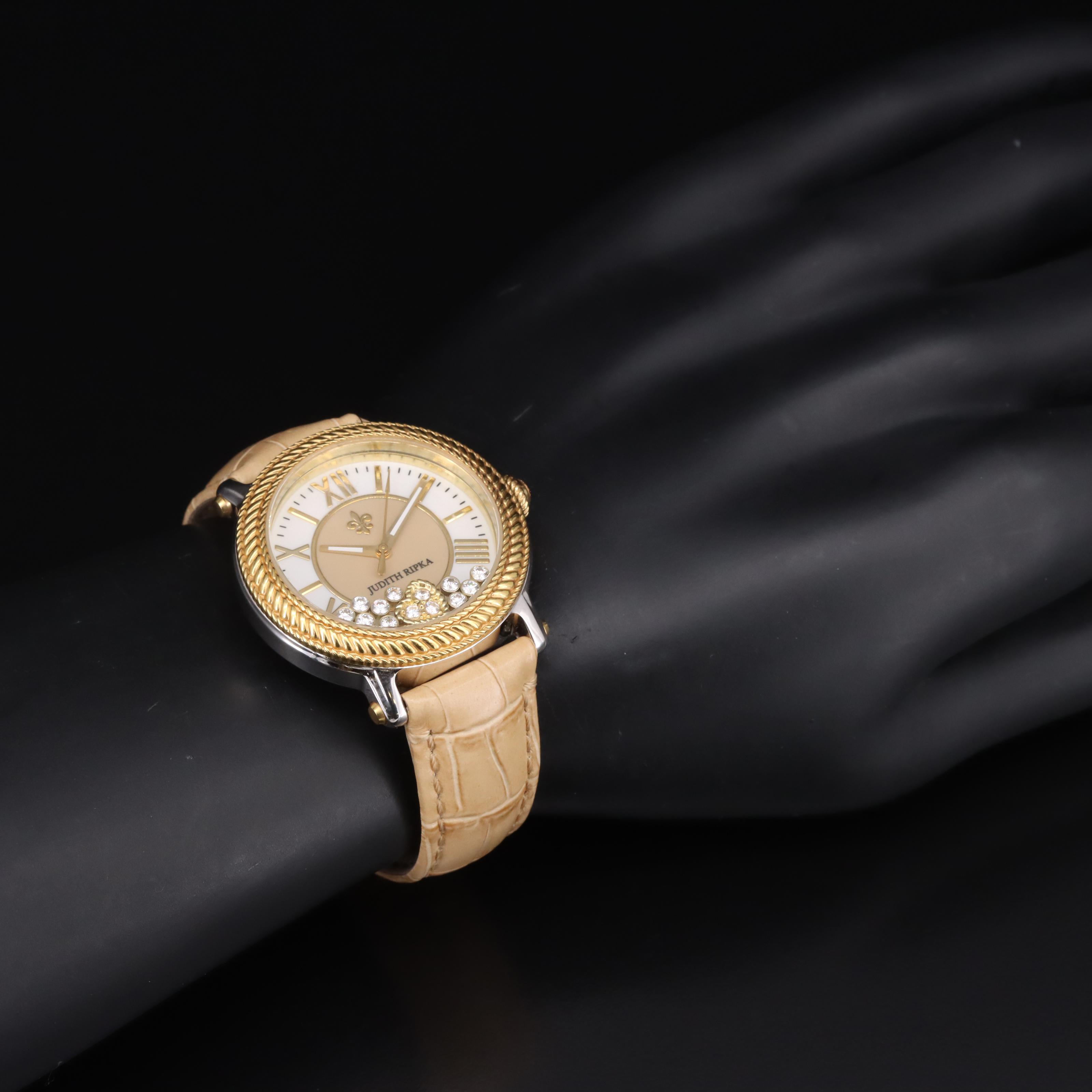 Judith Ripka Two-Tone Floating Glass Crystal Accent Watch