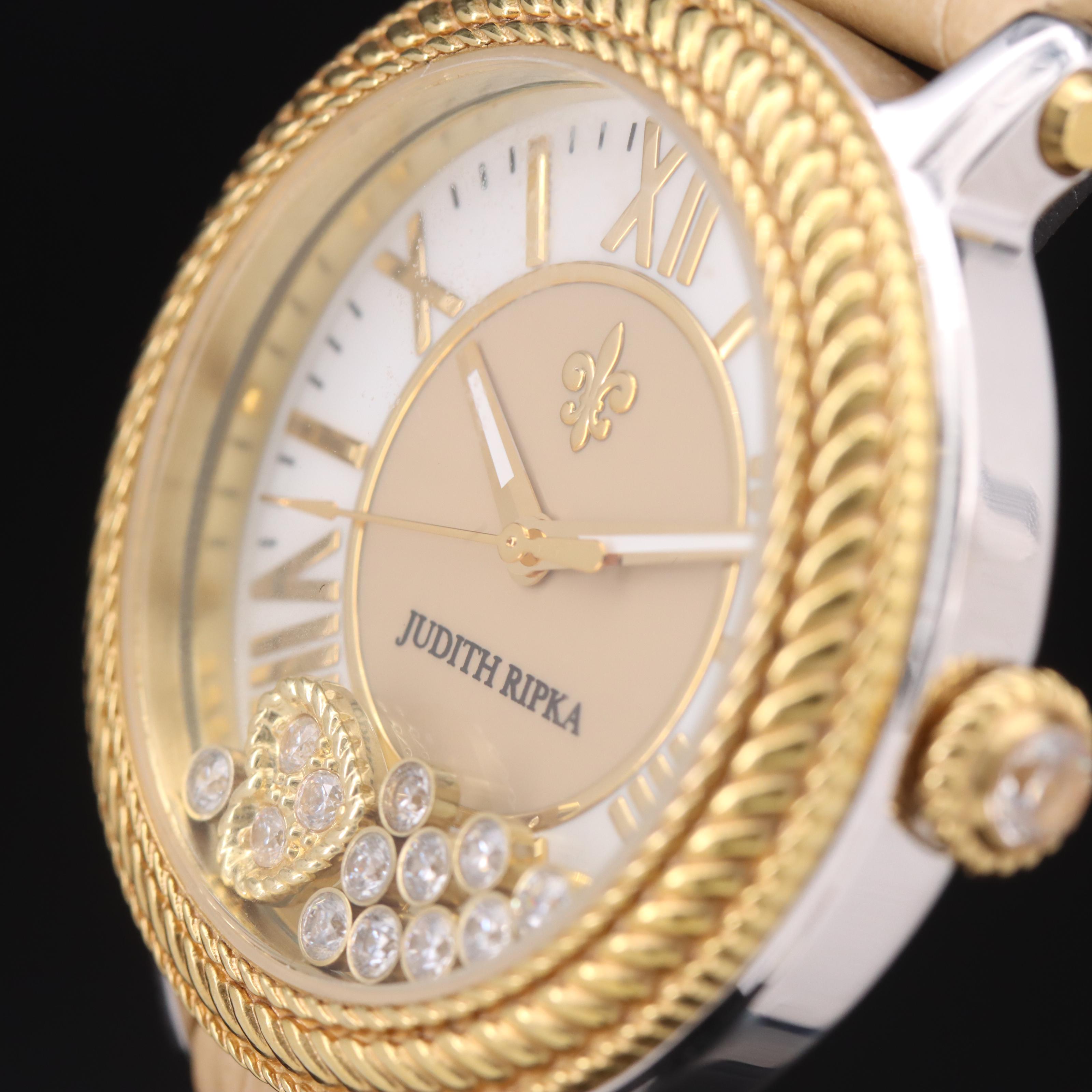 Judith Ripka Two-Tone Floating Glass Crystal Accent Watch