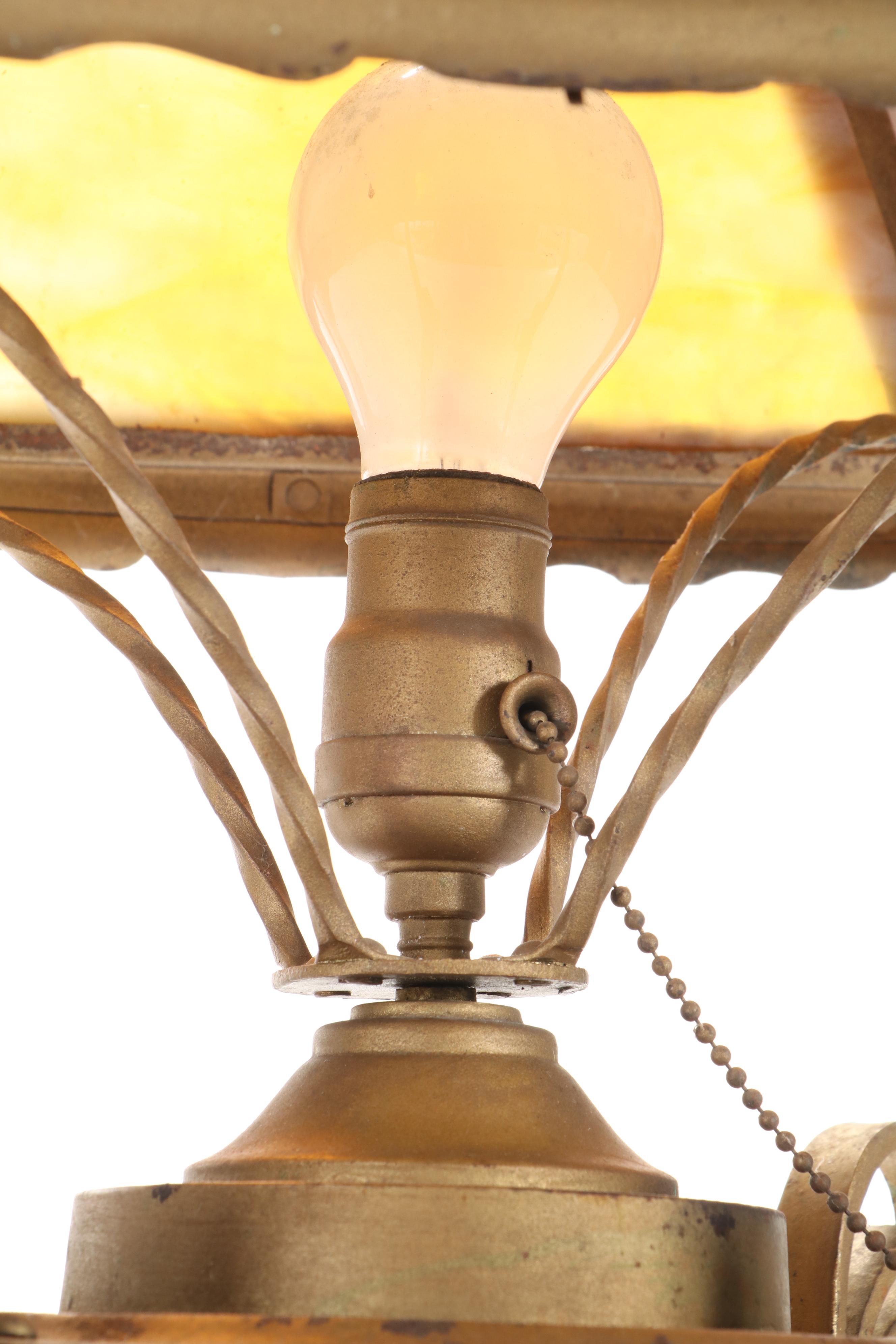 Slag Glass Shade Mediterranean Revival Table Lamp
