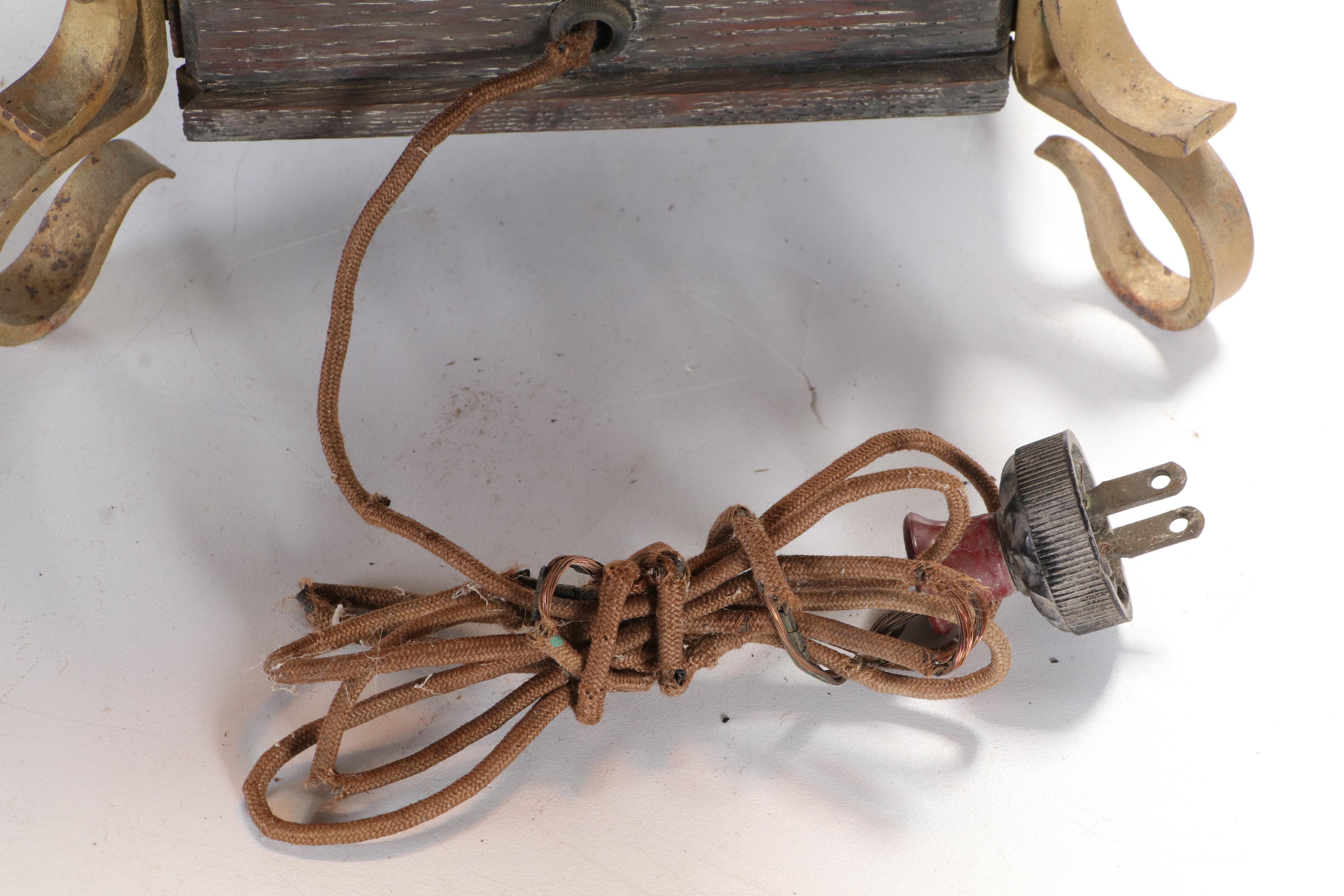 Slag Glass Shade Mediterranean Revival Table Lamp