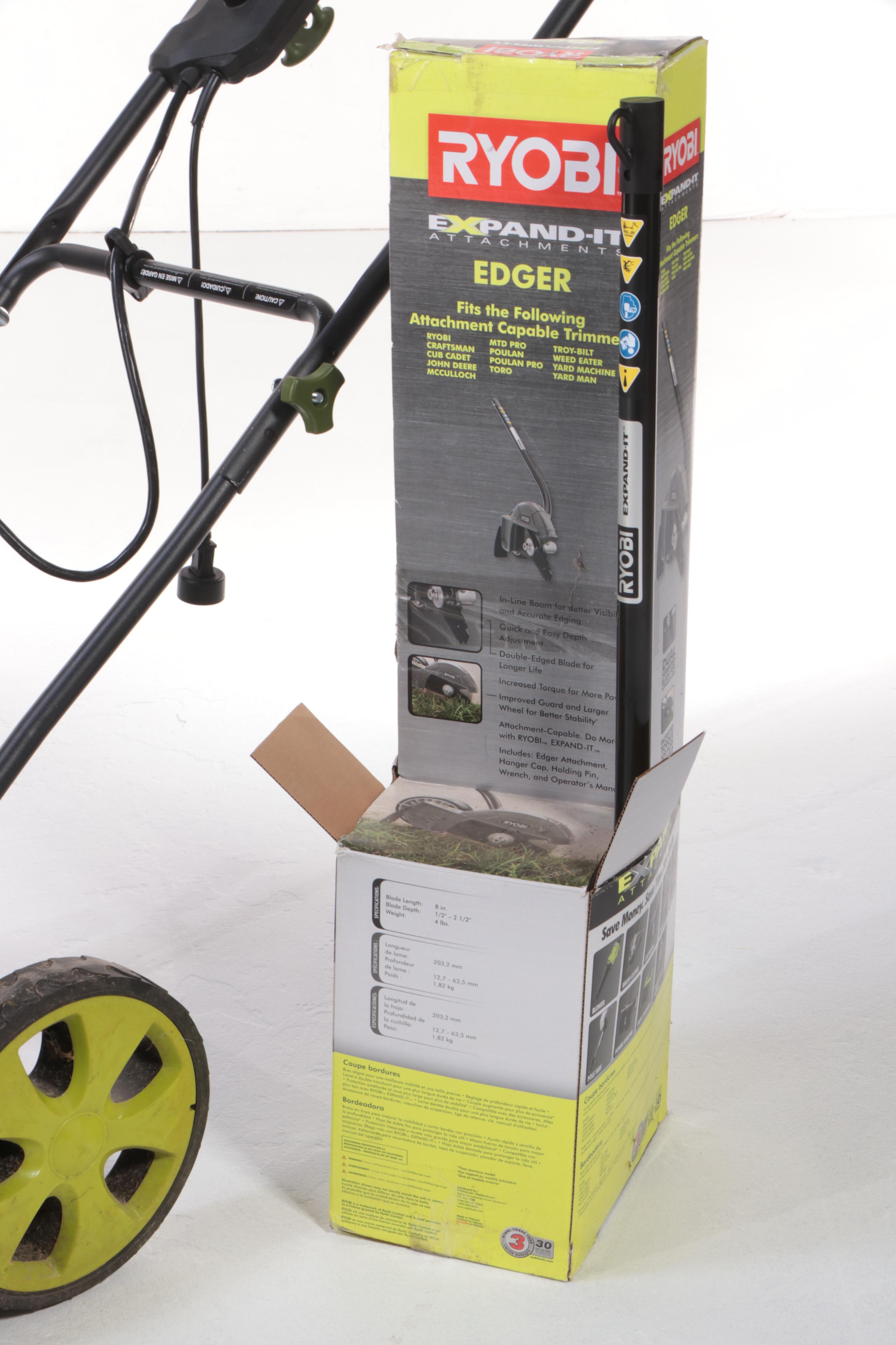 Sun Joe "MJ408E" Electric Lawn Mower Plus Ryobi "RYEDG12VNM" Edger Attachment