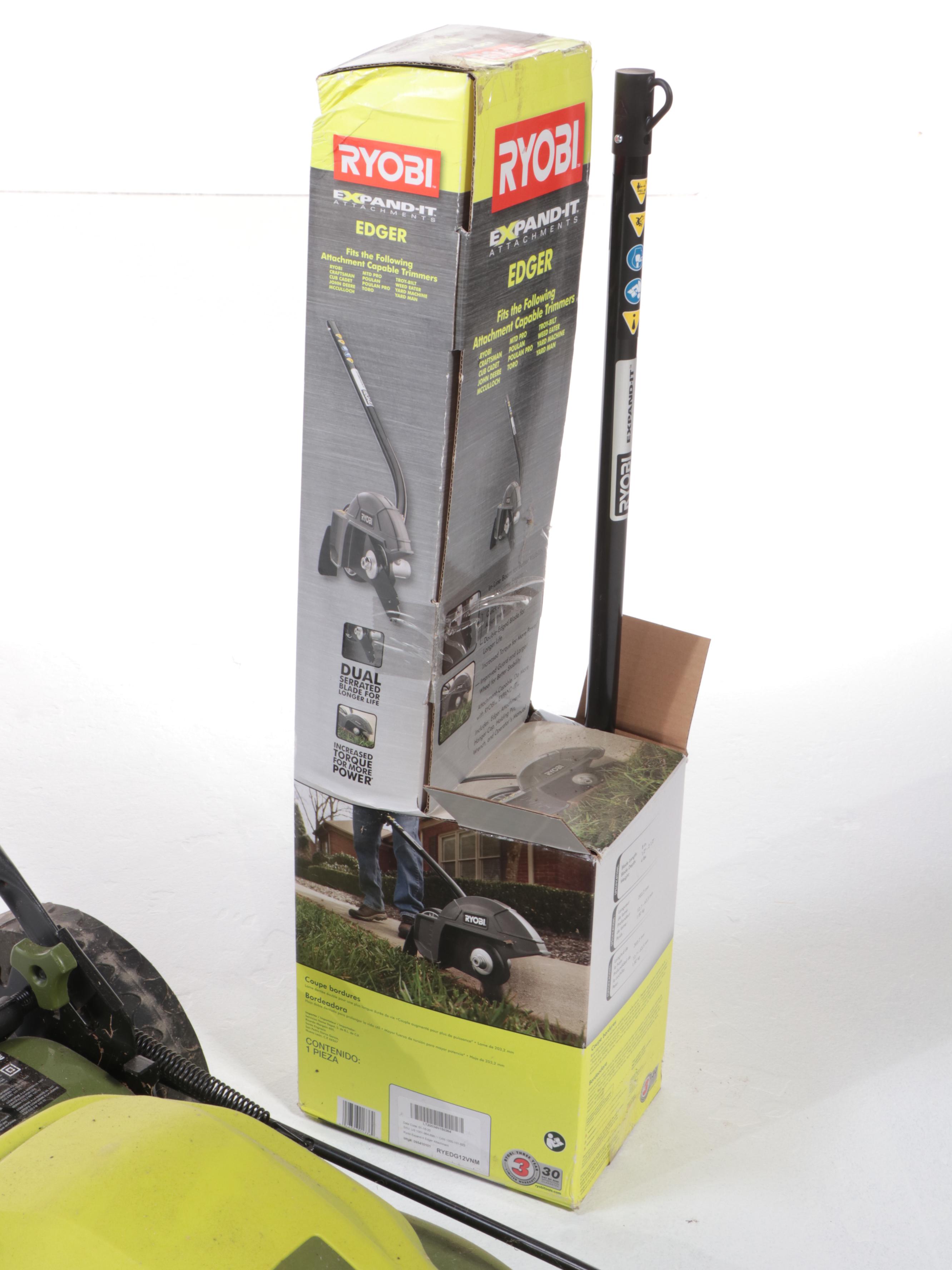 Sun Joe "MJ408E" Electric Lawn Mower Plus Ryobi "RYEDG12VNM" Edger Attachment