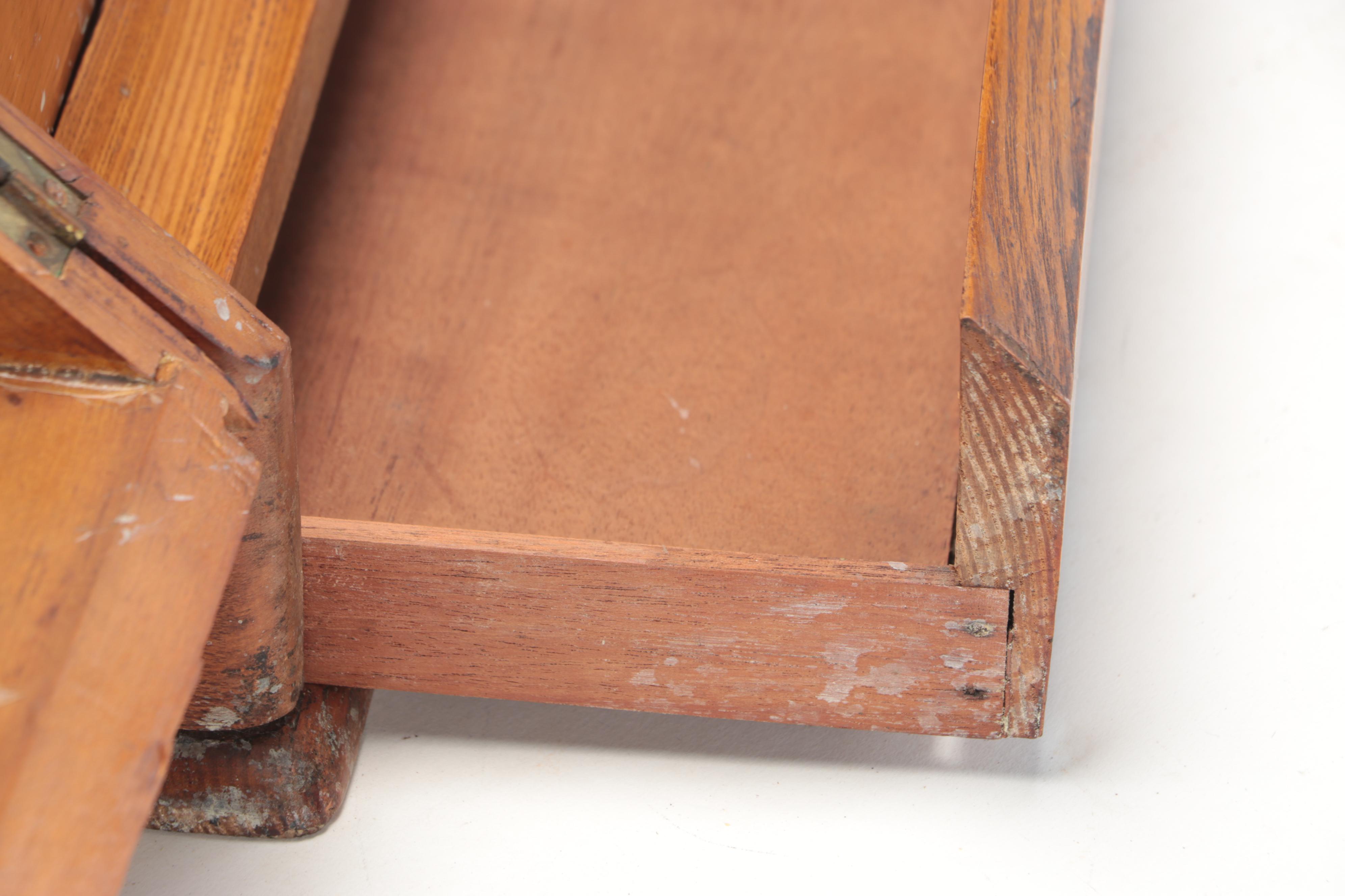Wooden Desk Top Letter Box with Drawer, Early to Mid-20th Century