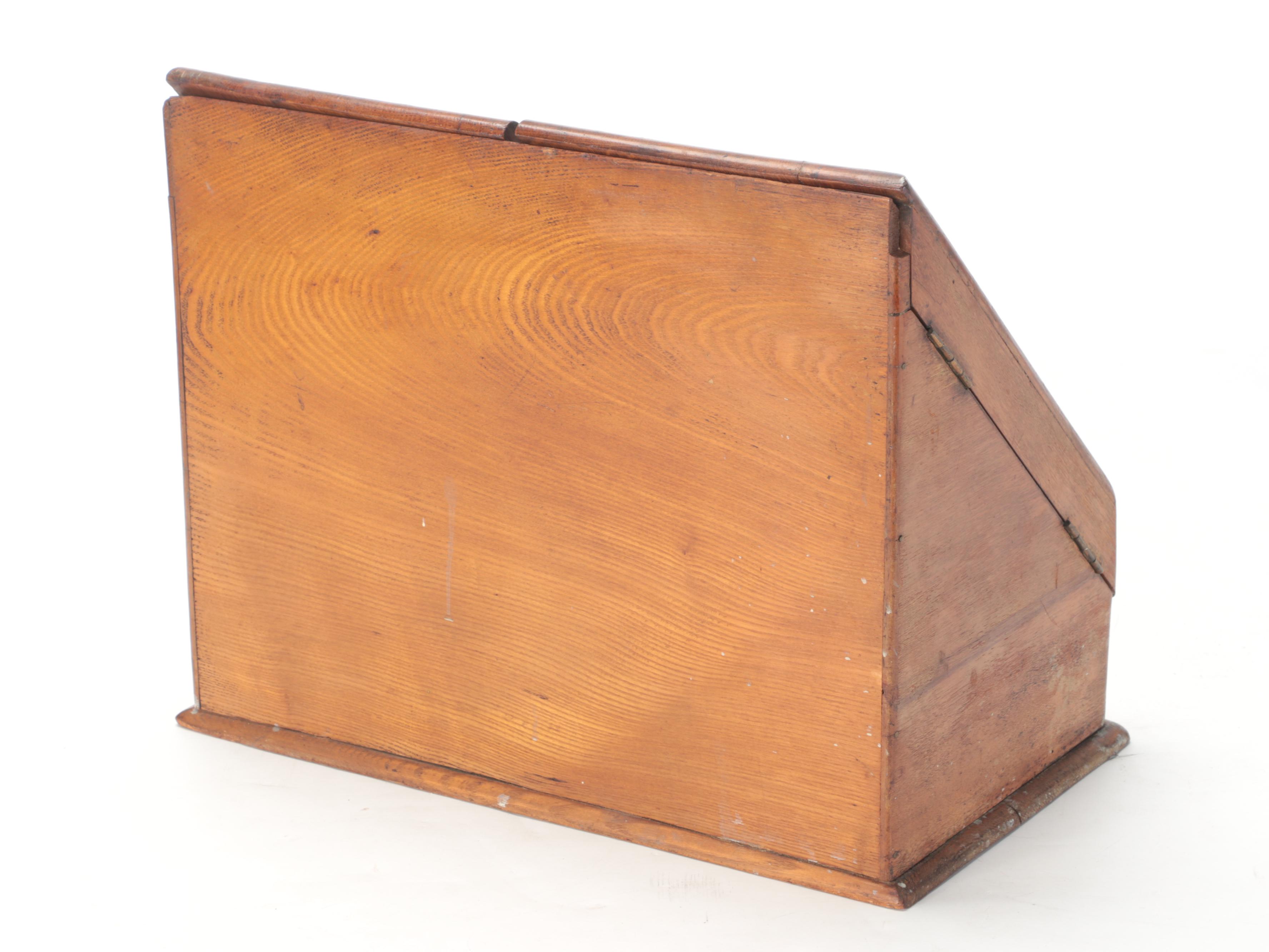 Wooden Desk Top Letter Box with Drawer, Early to Mid-20th Century