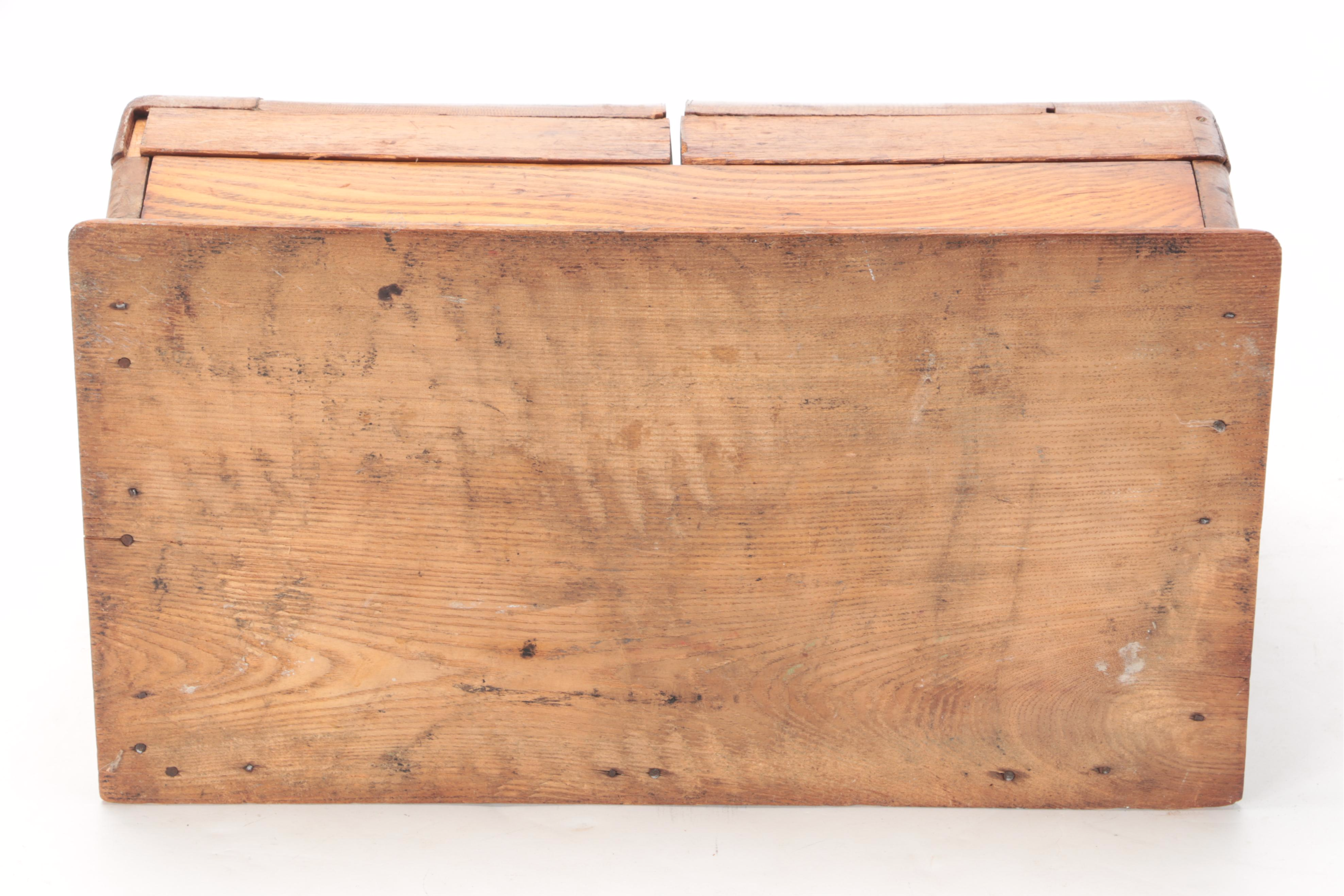 Wooden Desk Top Letter Box with Drawer, Early to Mid-20th Century